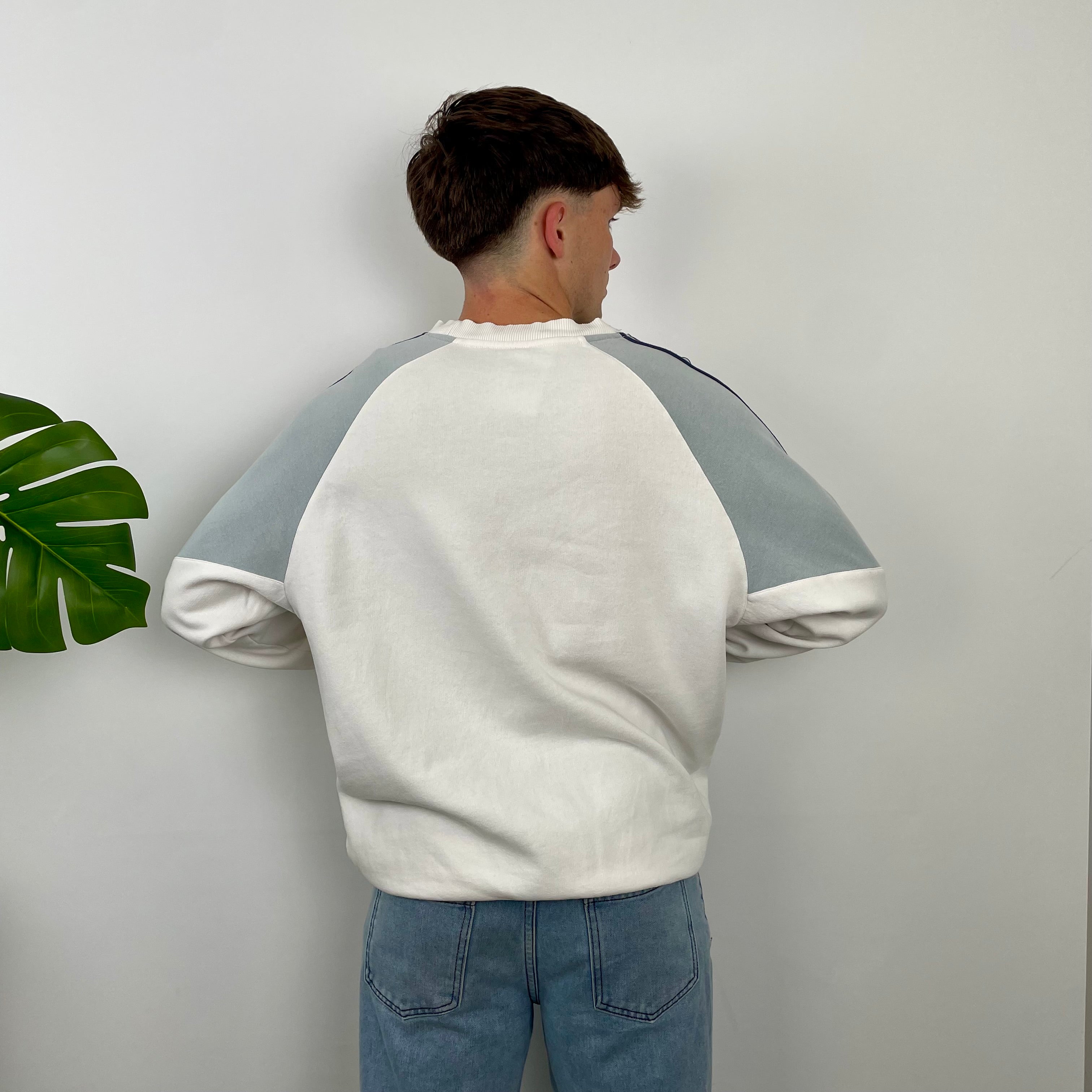 Adidas White Embroidered Spell Out Sweatshirt (L)