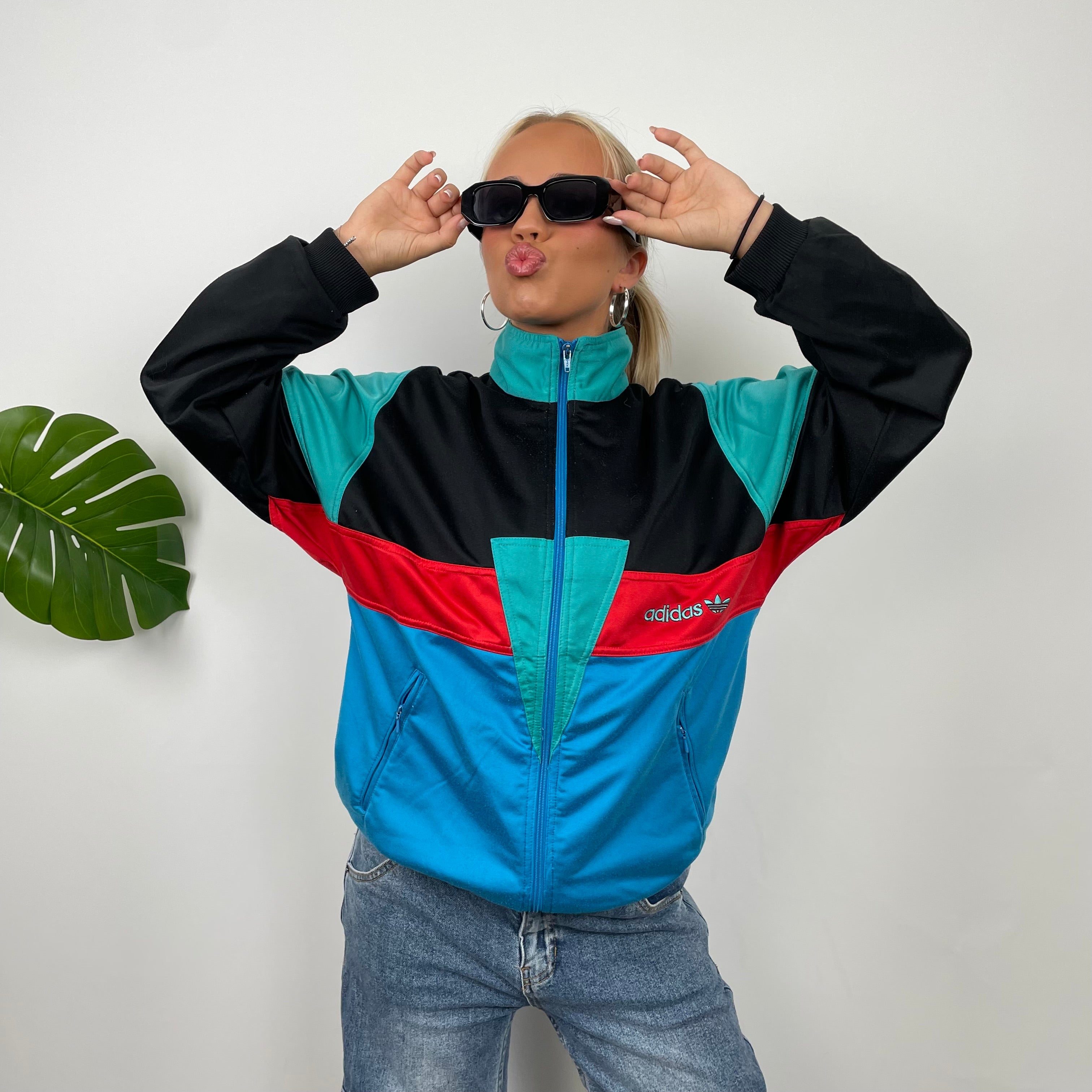 Adidas Colour Block Embroidered Spell Out Track Jacket (M)