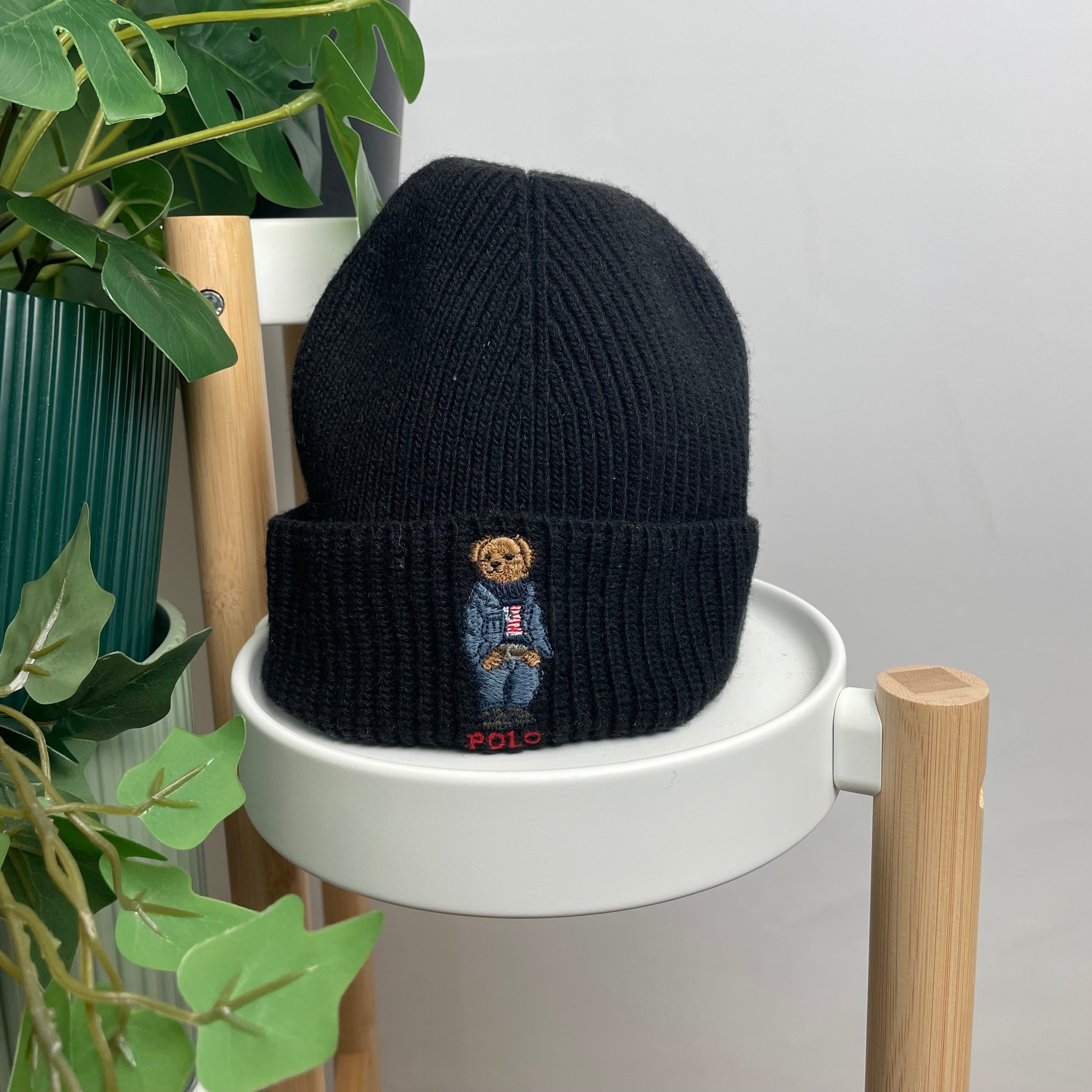 Polo Ralph Lauren Bear Beanie in Black Jamie Online Vintage