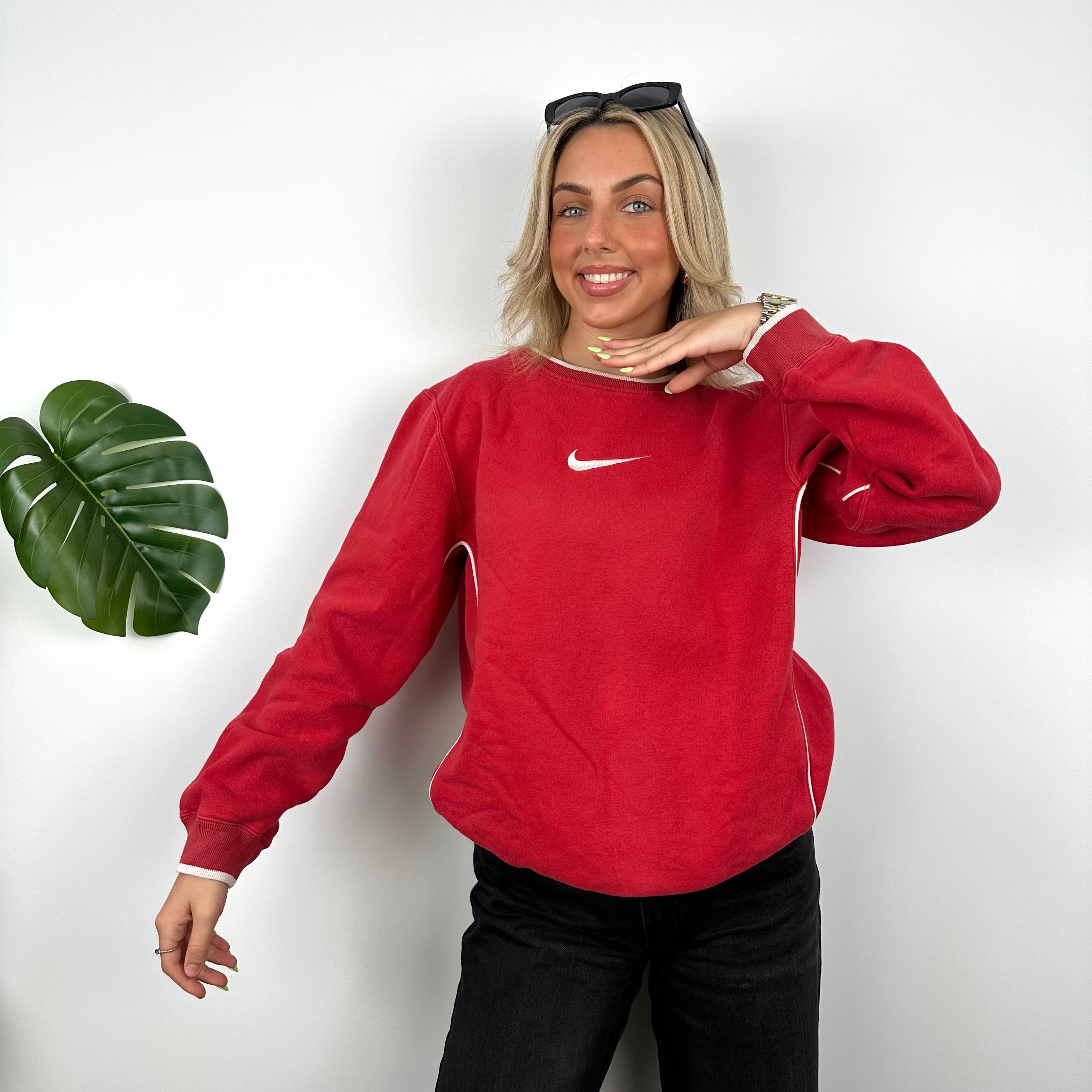 Nike Red Embroidered Swoosh Sweatshirt (M)