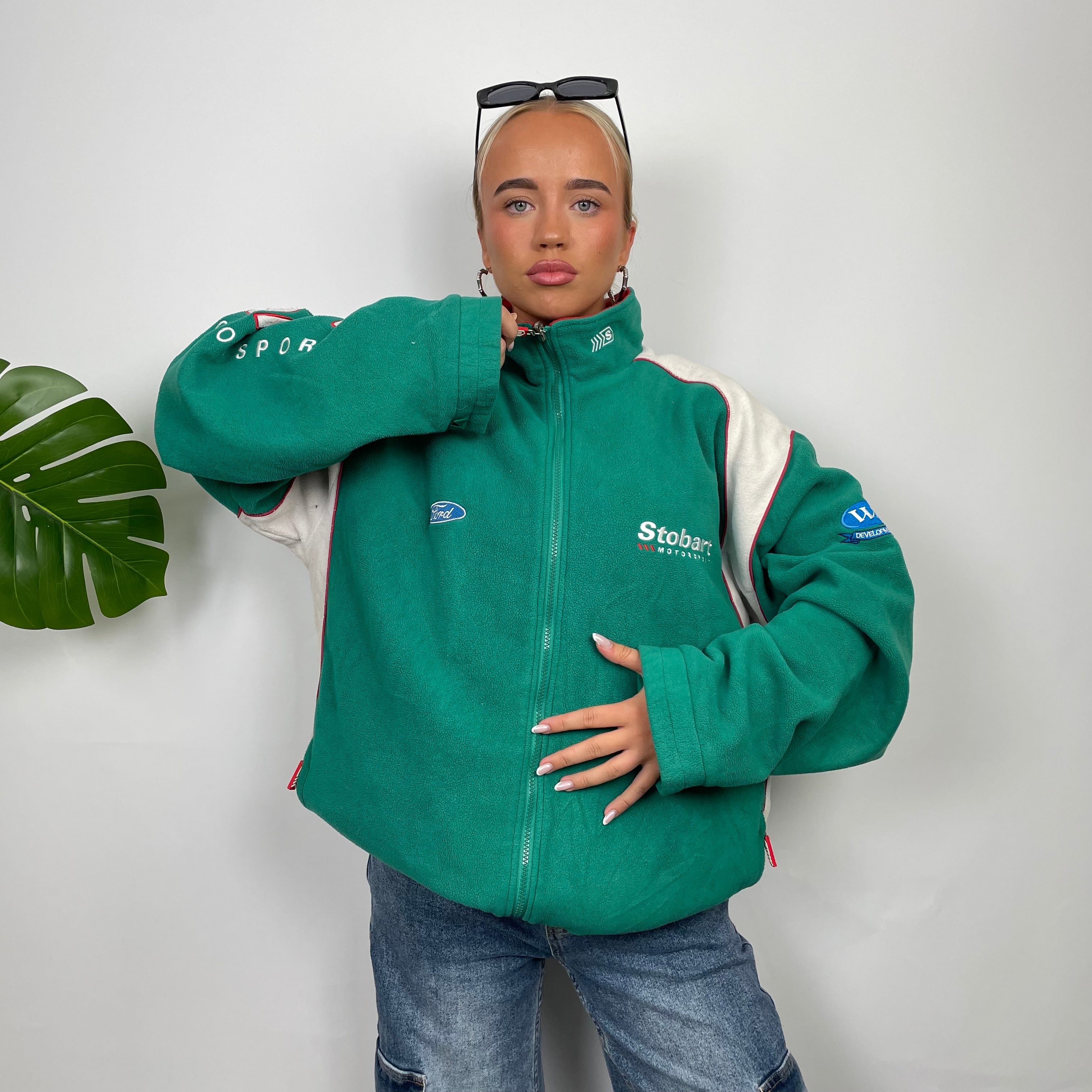 Stobart Racing Green Embroidered Spell Out Zip Up Hoodie Jacket (XXL)