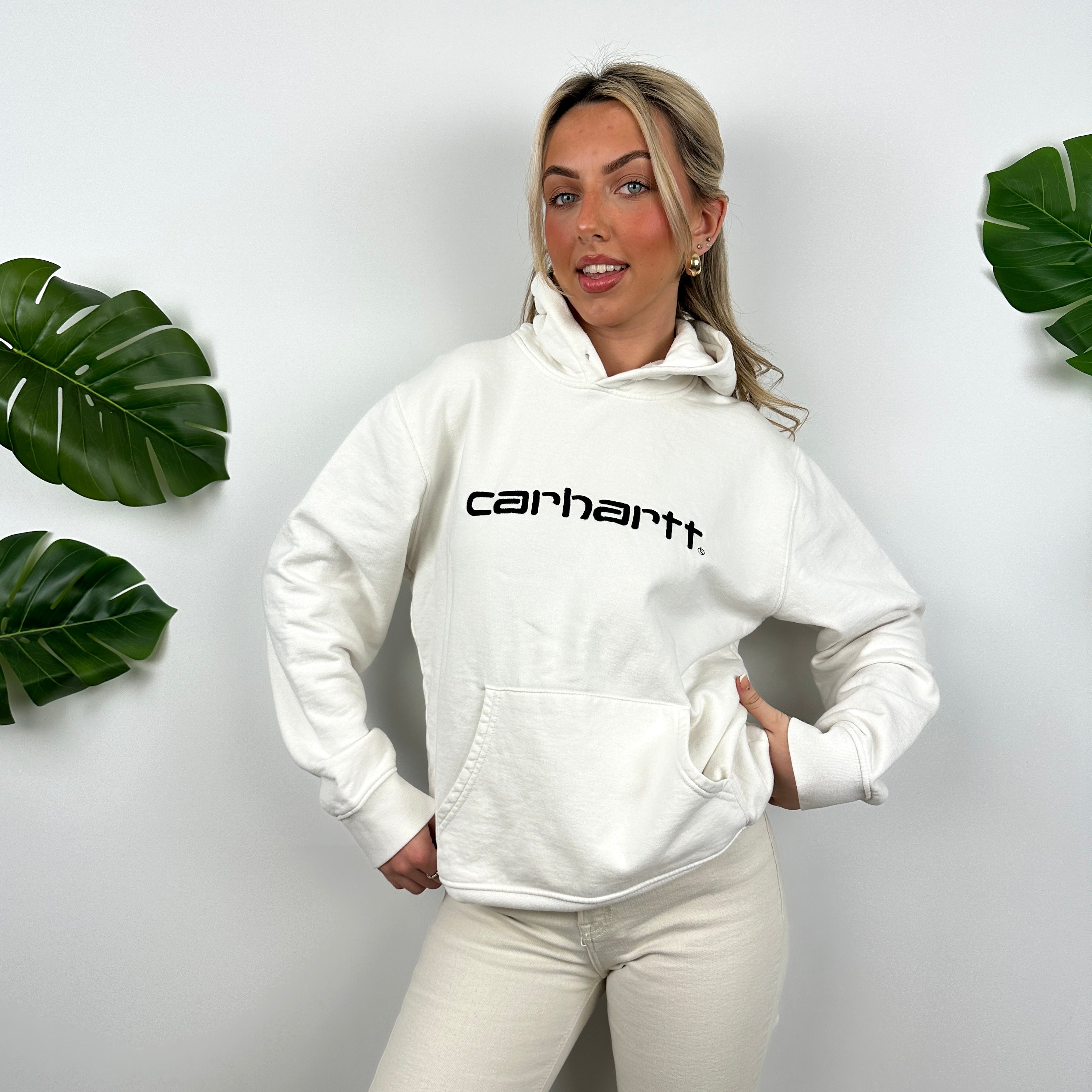 Carhartt White Embroidered Spell Out Hoodie (S)