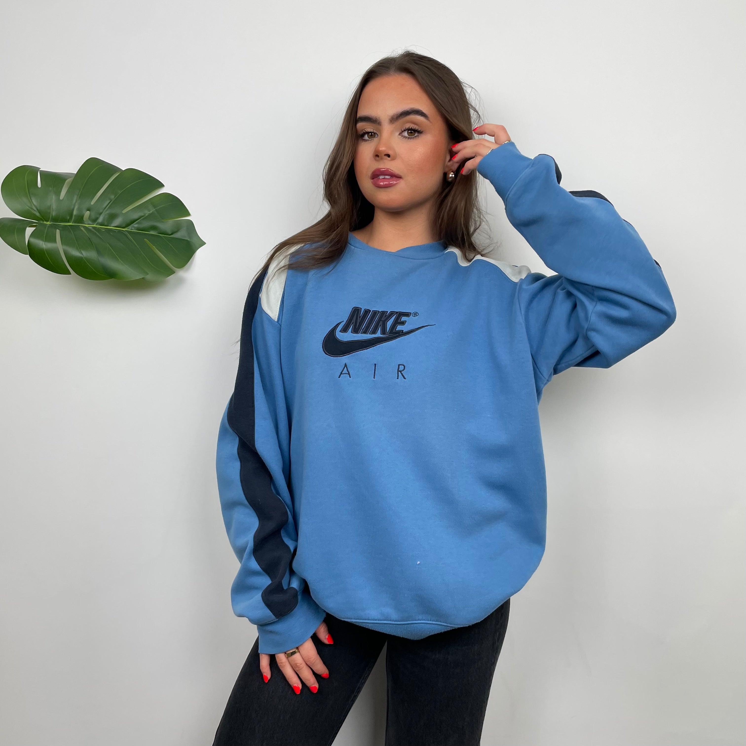 Nike Baby Blue Embroidered Spell Out Sweatshirt (L)