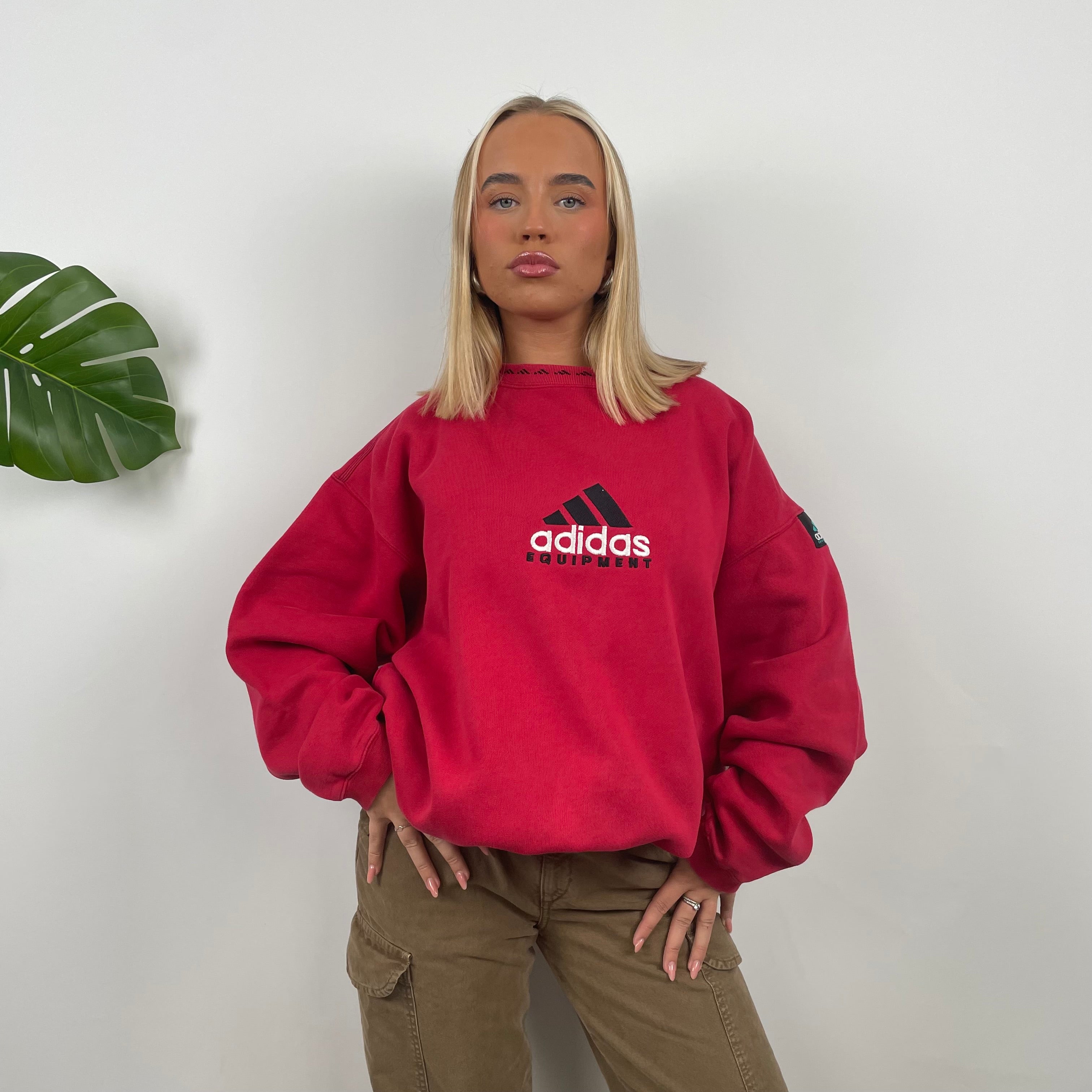 Adidas Equipment RARE Red Embroidered Spell Out Sweatshirt (XL)