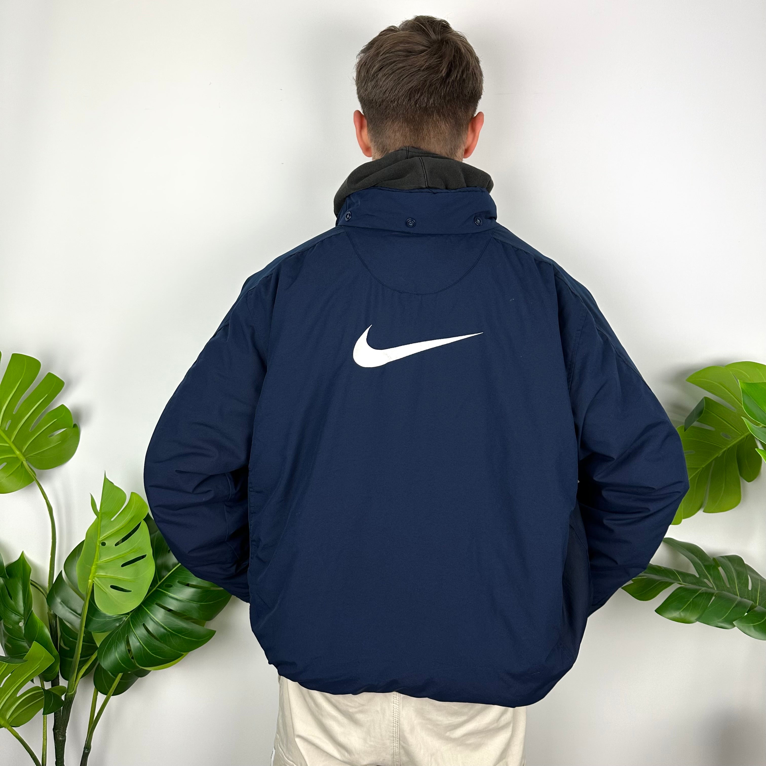 Nike Navy Embroidered Swoosh Padded Jacket (XL)