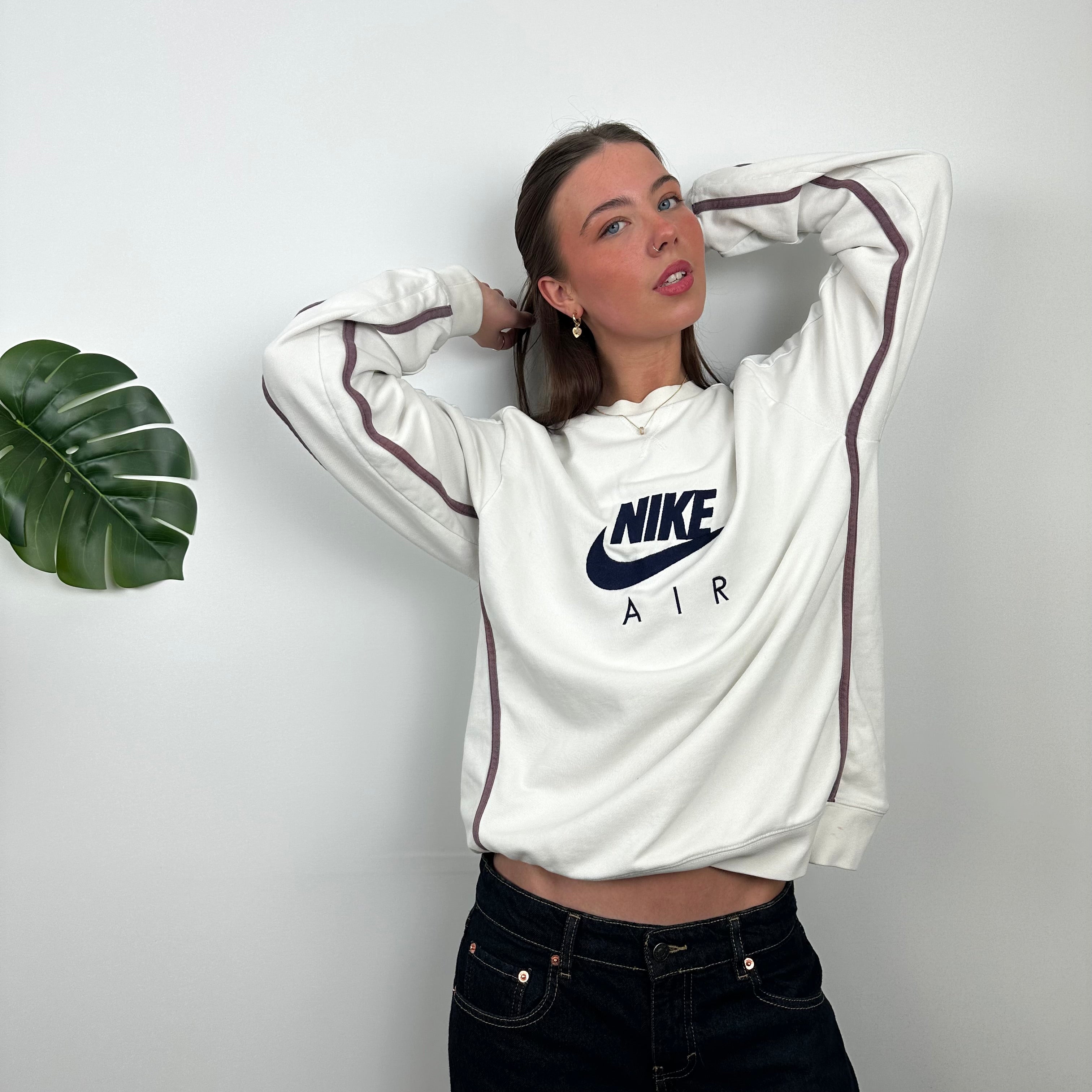 Nike Air RARE White Embroidered Spell Out Sweatshirt (M)