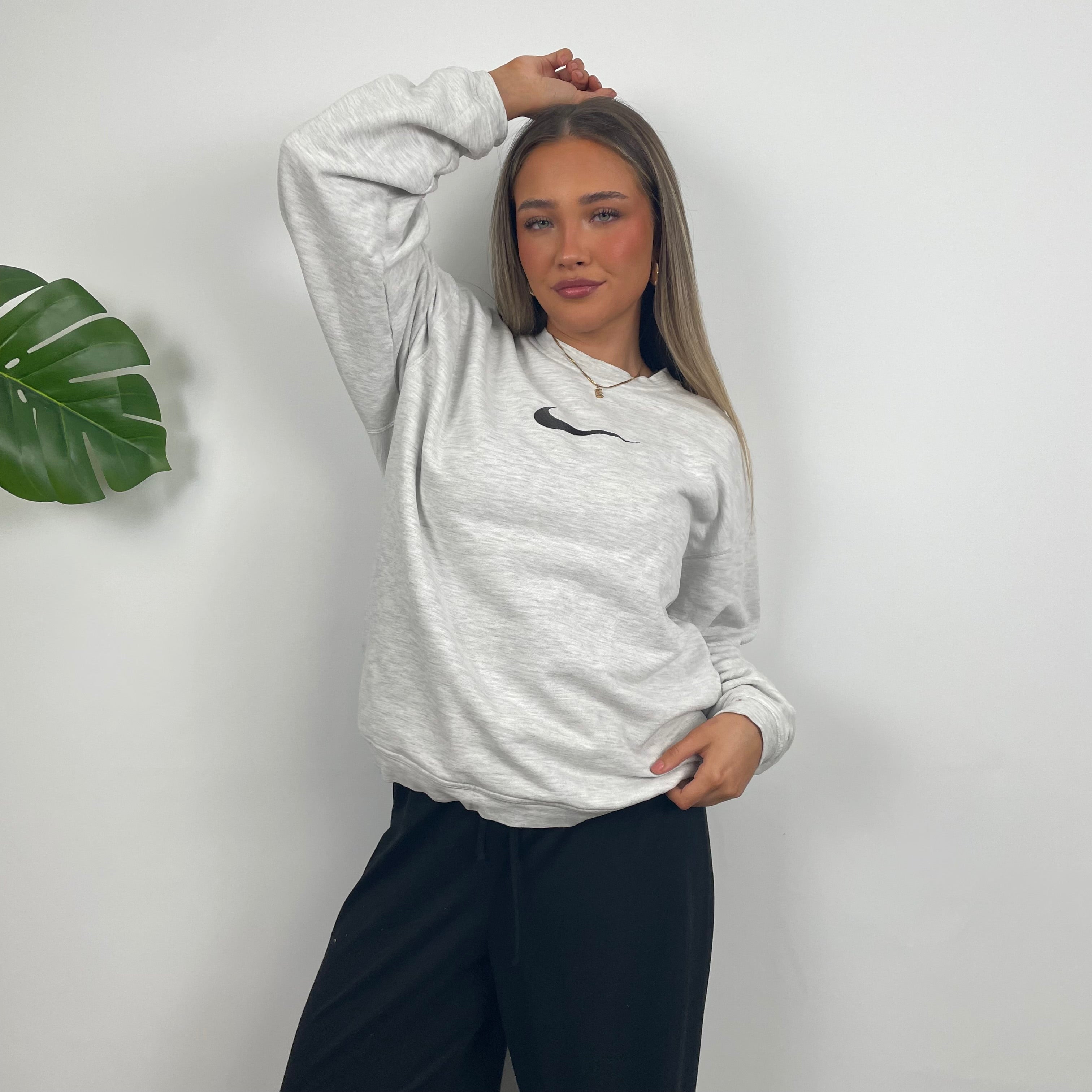 Nike Grey Embroidered Swoosh Sweatshirt (M)