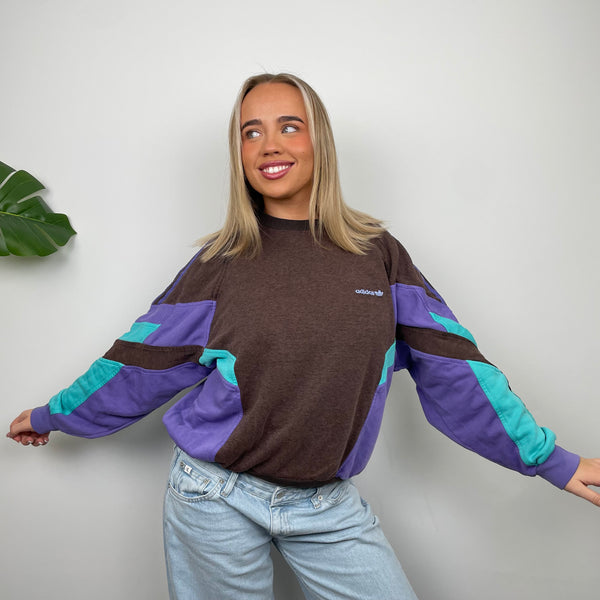 Adidas Embroidered Spell Out Colour Block Sweatshirt (S)