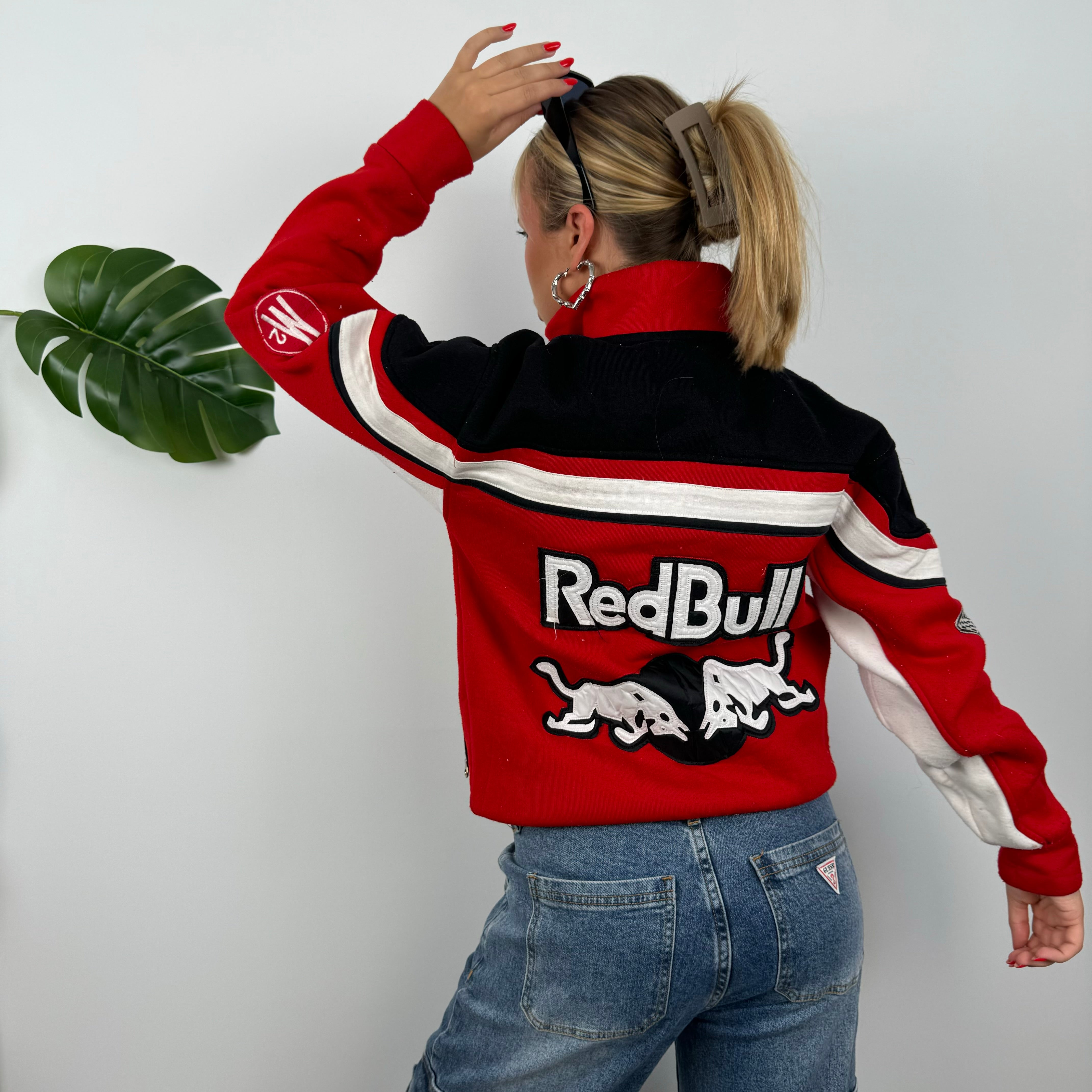 Red Bull Racing Red Embroidered Spell Out Zip Up Jacket (M)