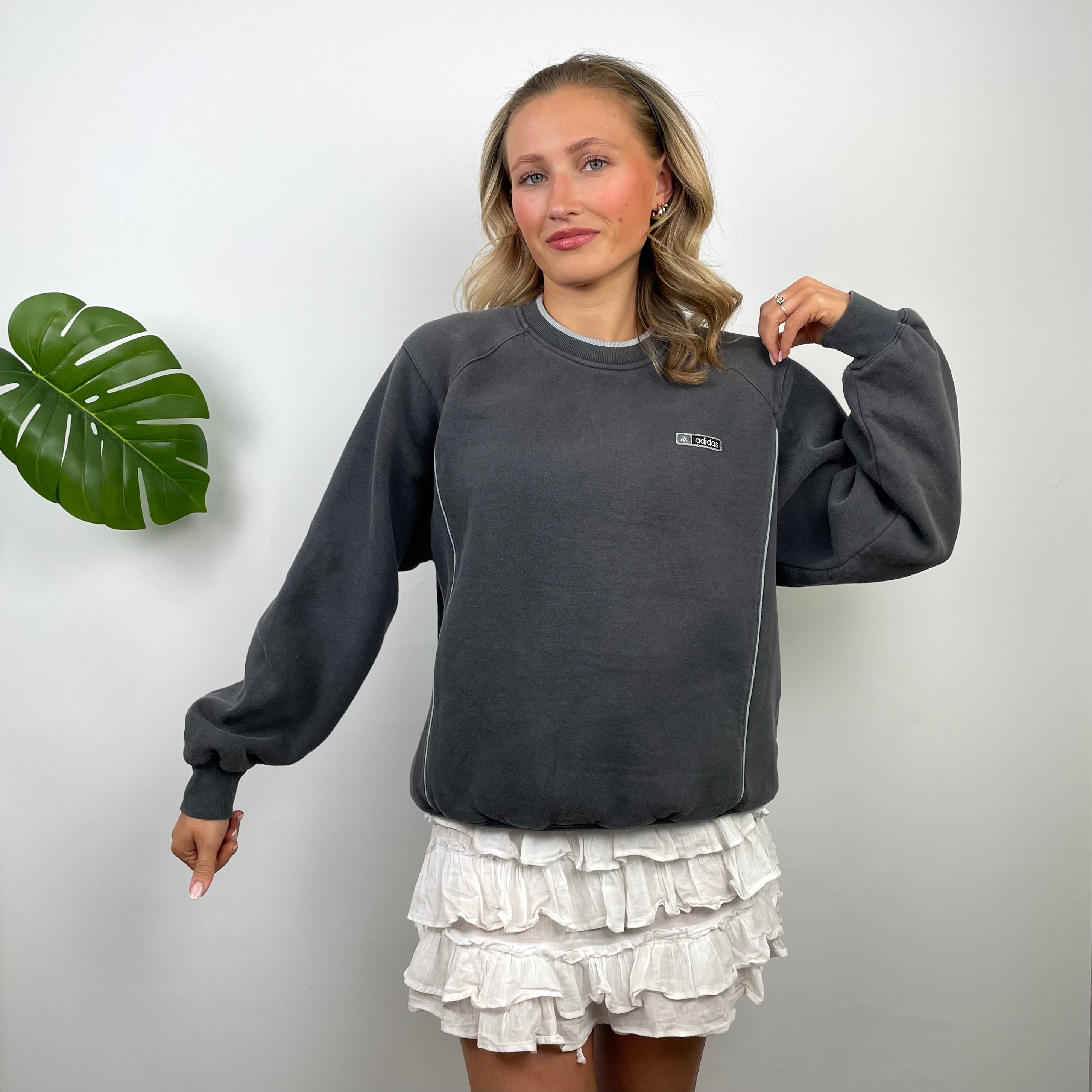 Adidas RARE Black Embroidered Spell Out Sweatshirt (S)