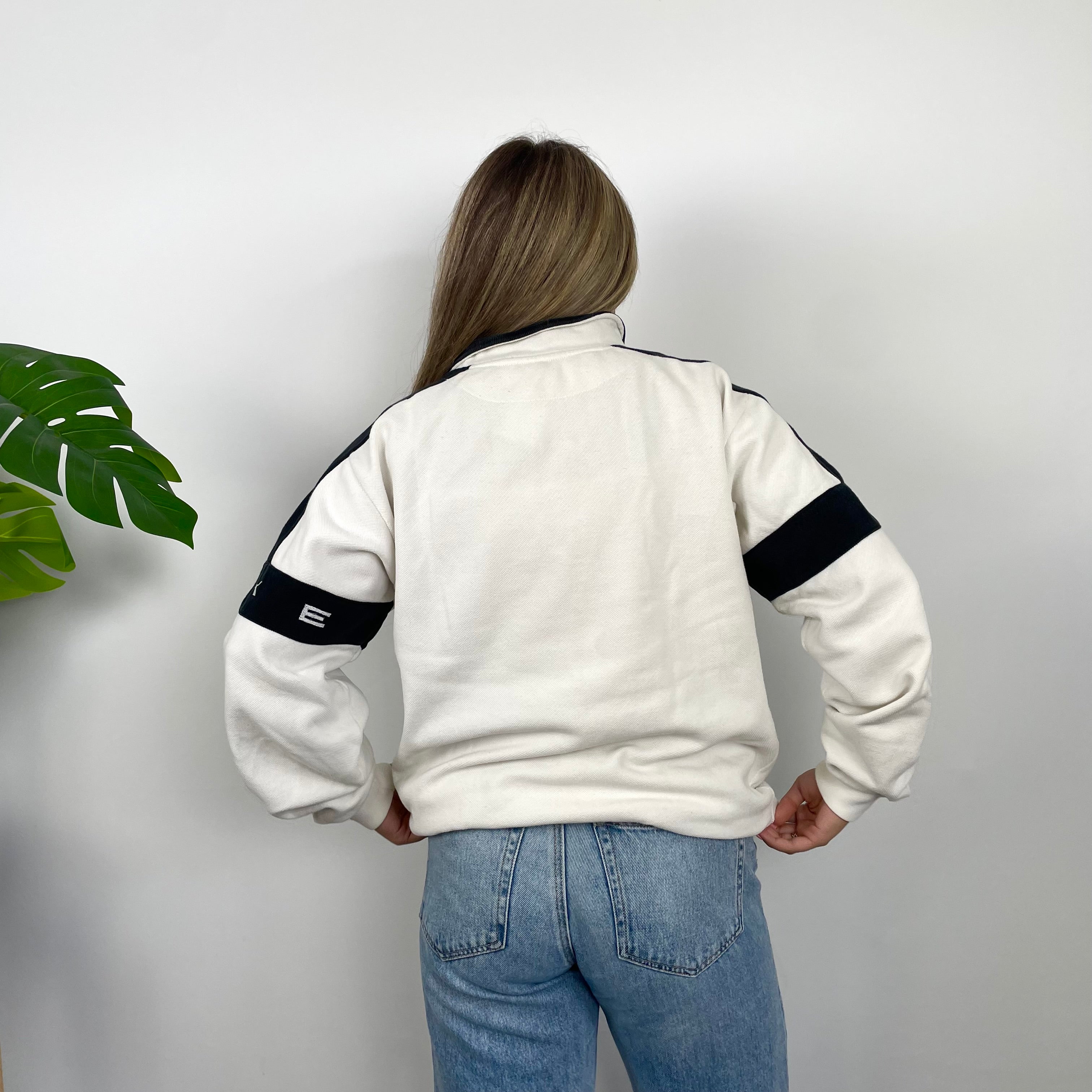 Nike RARE White Embroidered Spell Quarter Zip Sweatshirt (L)