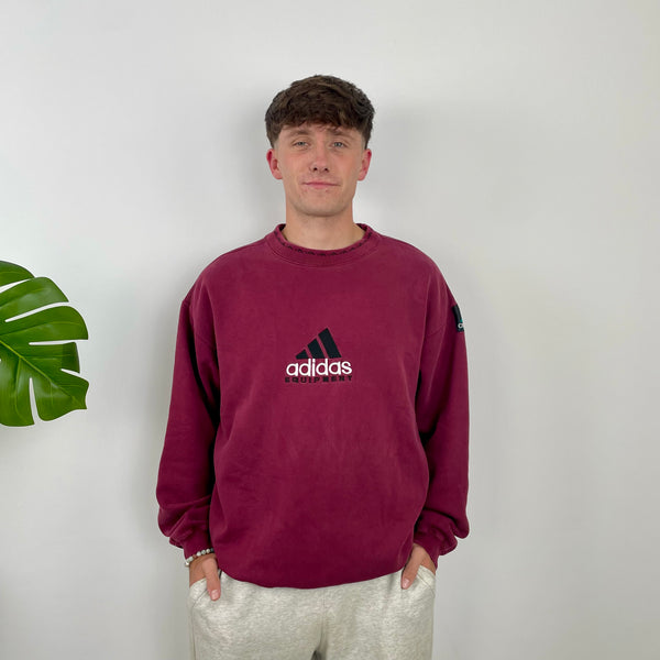 Adidas Equipment RARE Red Embroidered Spell Out Sweatshirt (L)