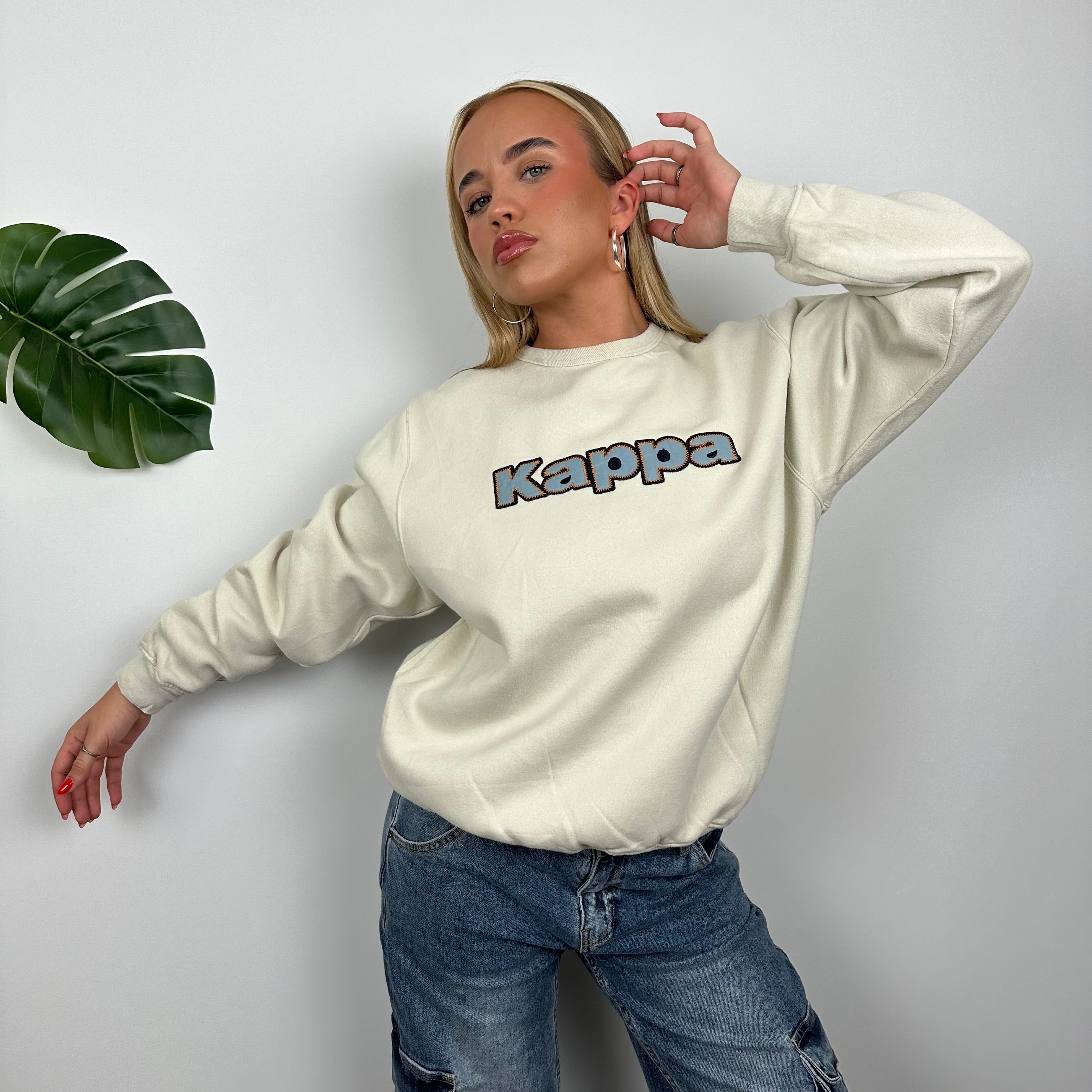 Kappa Beige Embroidered Spell Out Sweatshirt (S)