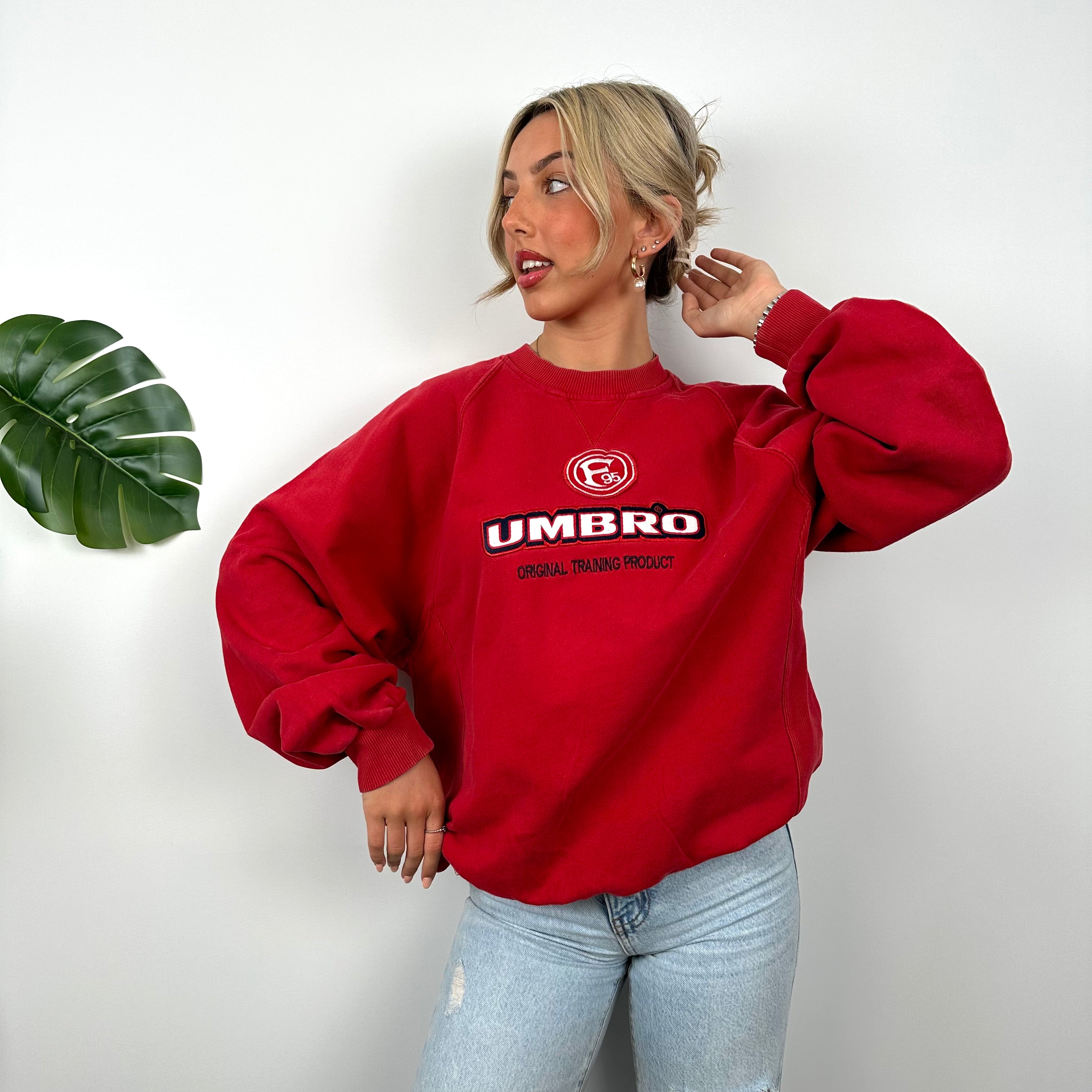 Umbro Red Embroidered Spell Out Sweatshirt (L)