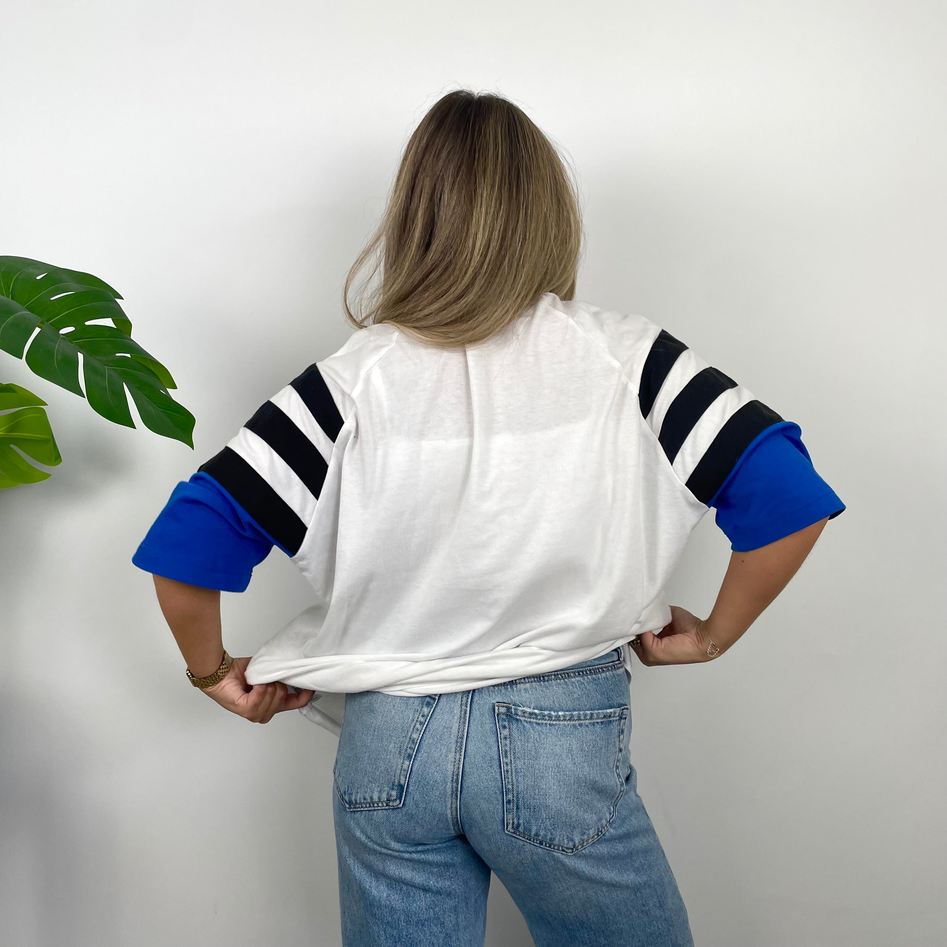 Adidas White Embroidered Spell Out T Shirt (L)