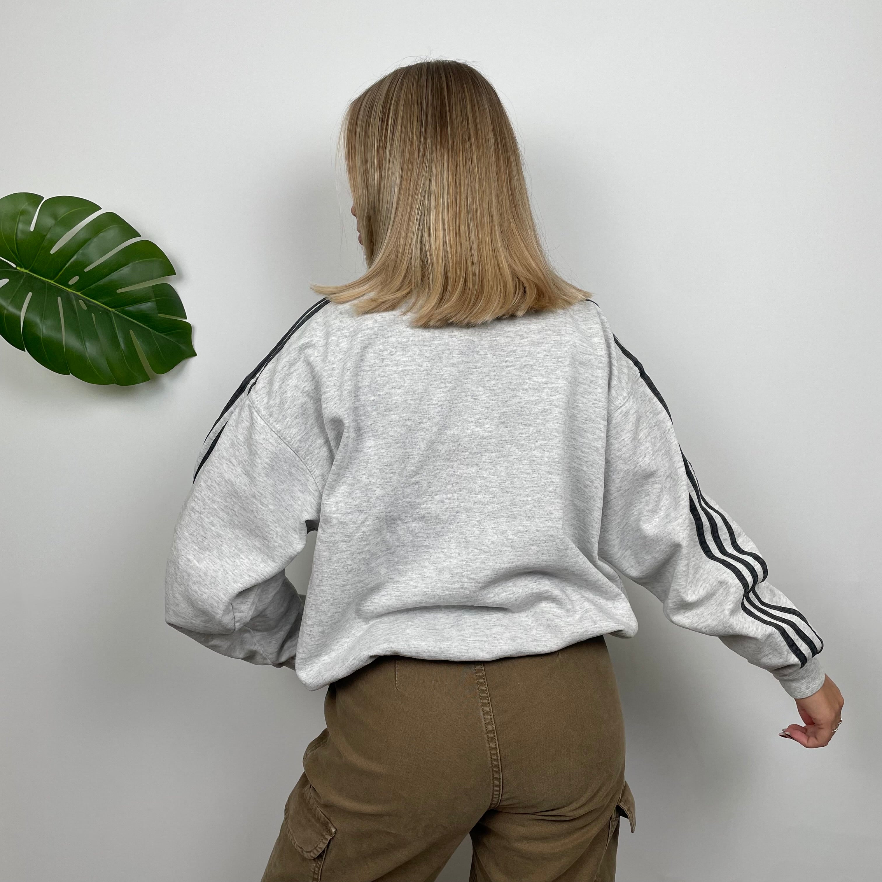 Adidas Grey Embroidered Spell Out Sweatshirt (L)