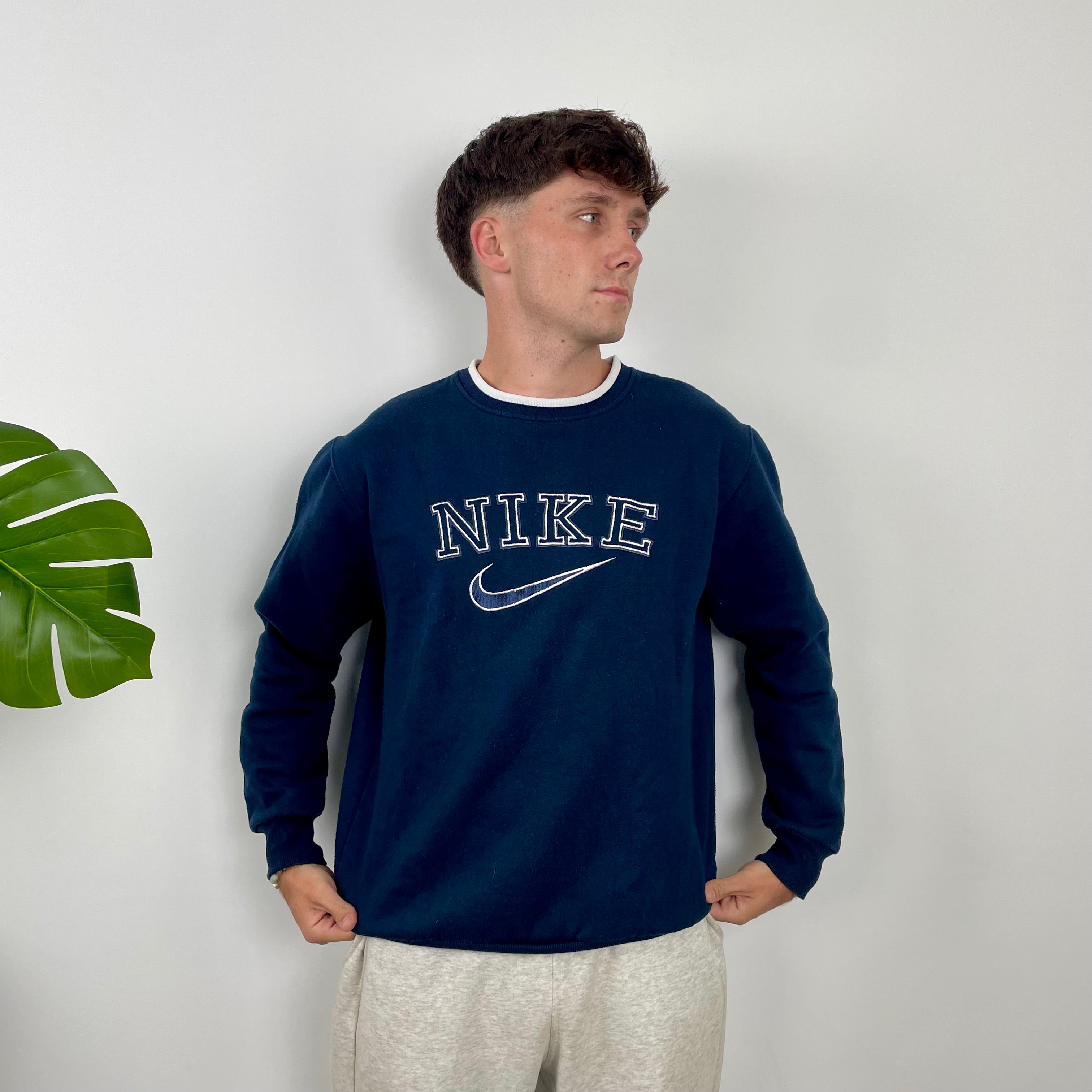 Nike Navy Embroidered Spell Out Sweatshirt (M)