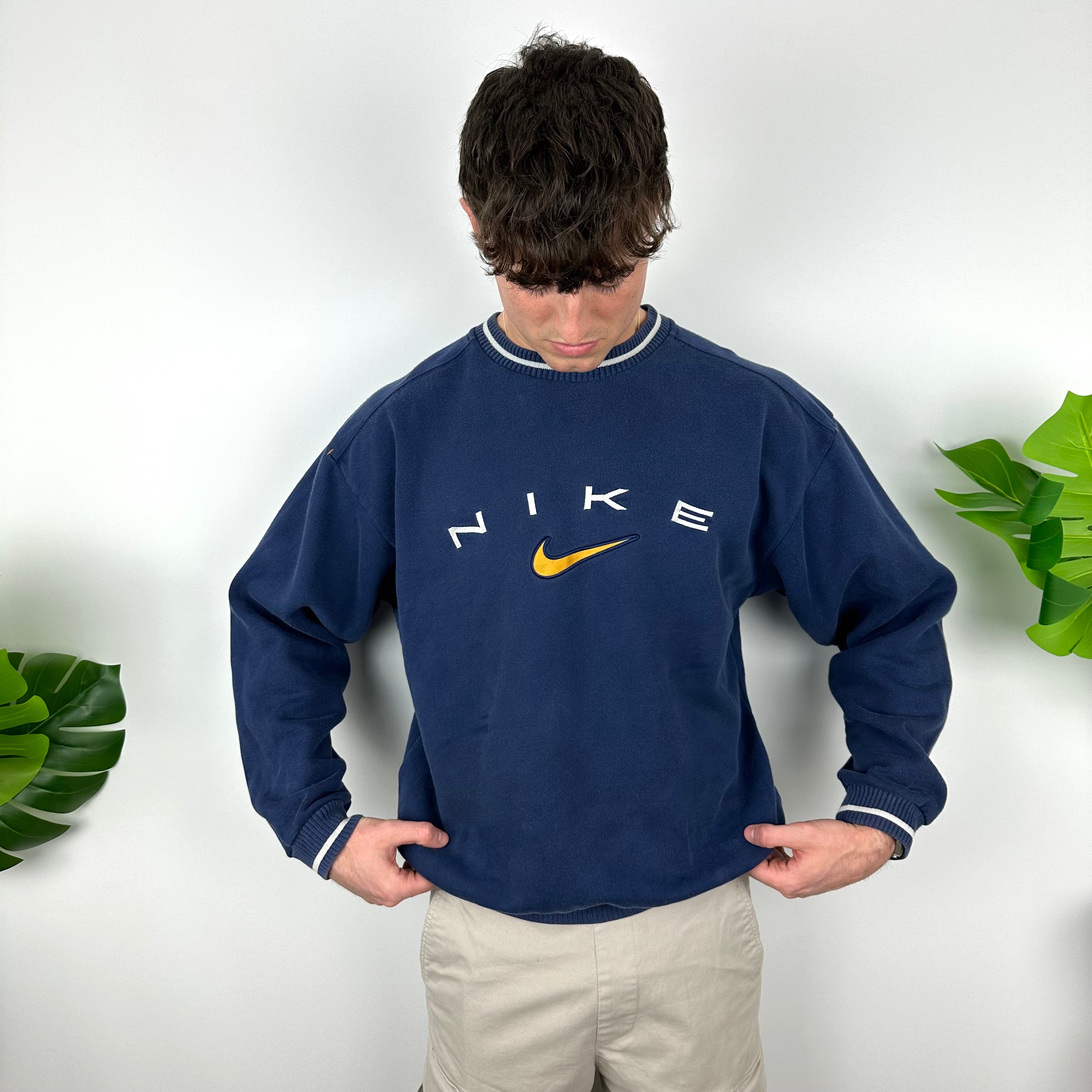 Nike Navy Embroidered Spell Out Sweatshirt (M)