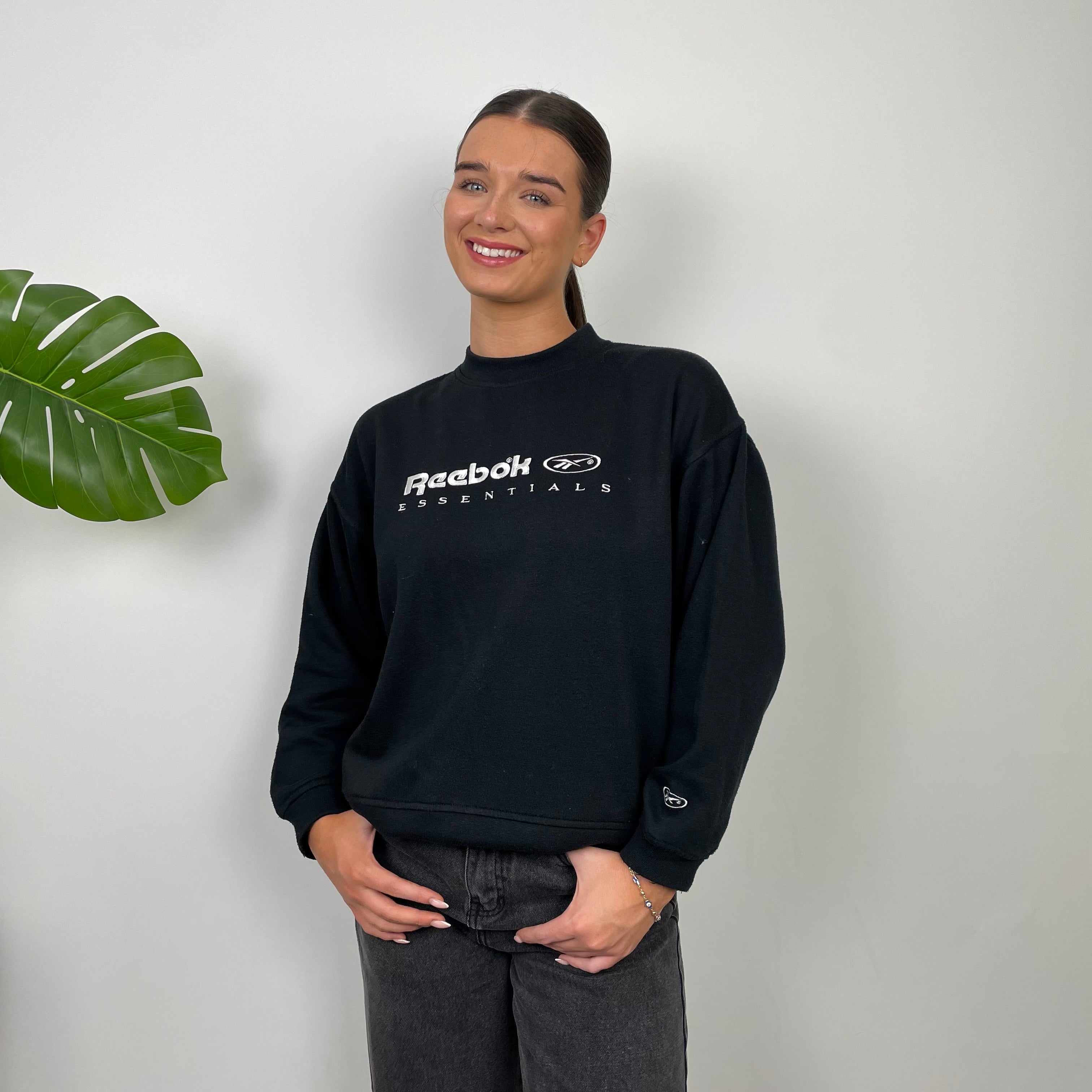 Reebok Black Embroidered Spell Out Sweatshirt (S)