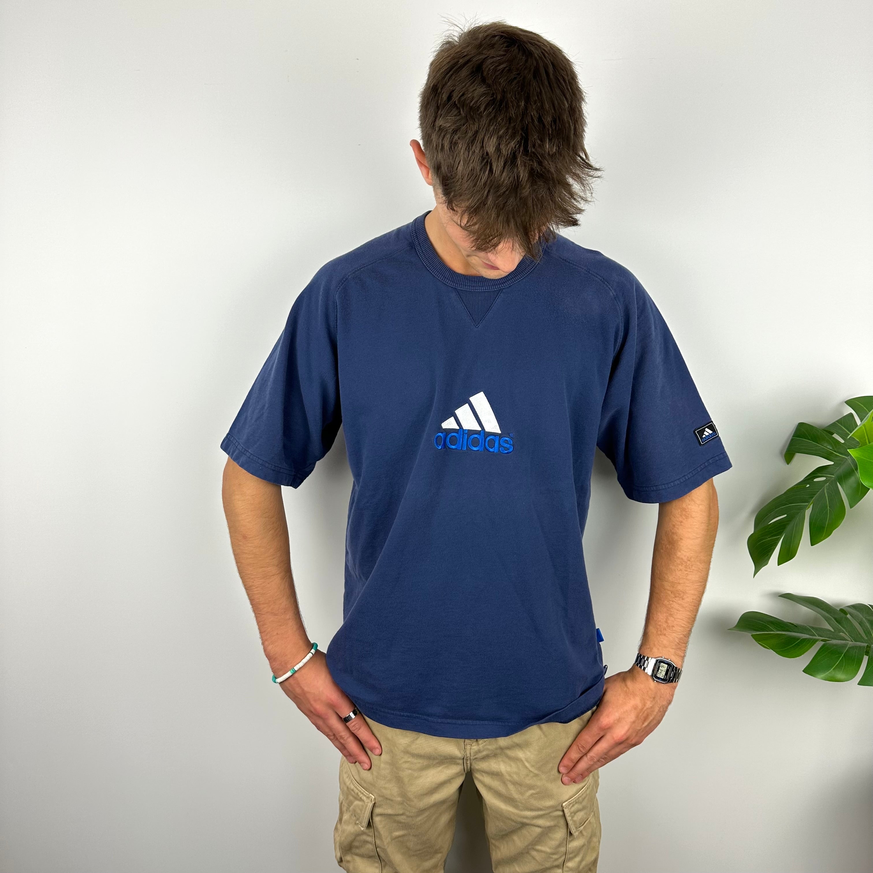 Adidas RARE Navy Embroidered Spell Out T Shirt (XL)