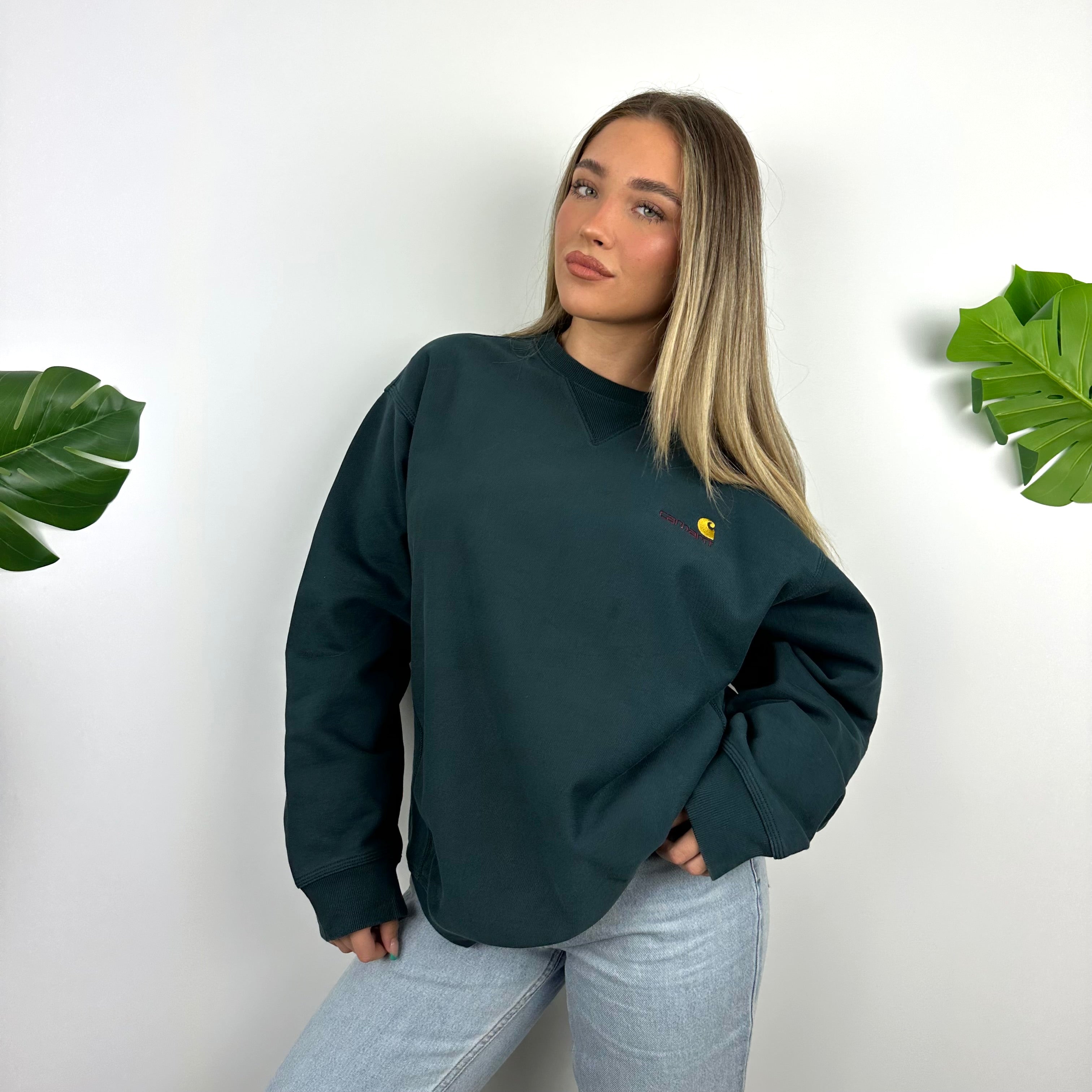 Carhartt Green Embroidered Spell Out Sweatshirt (L)