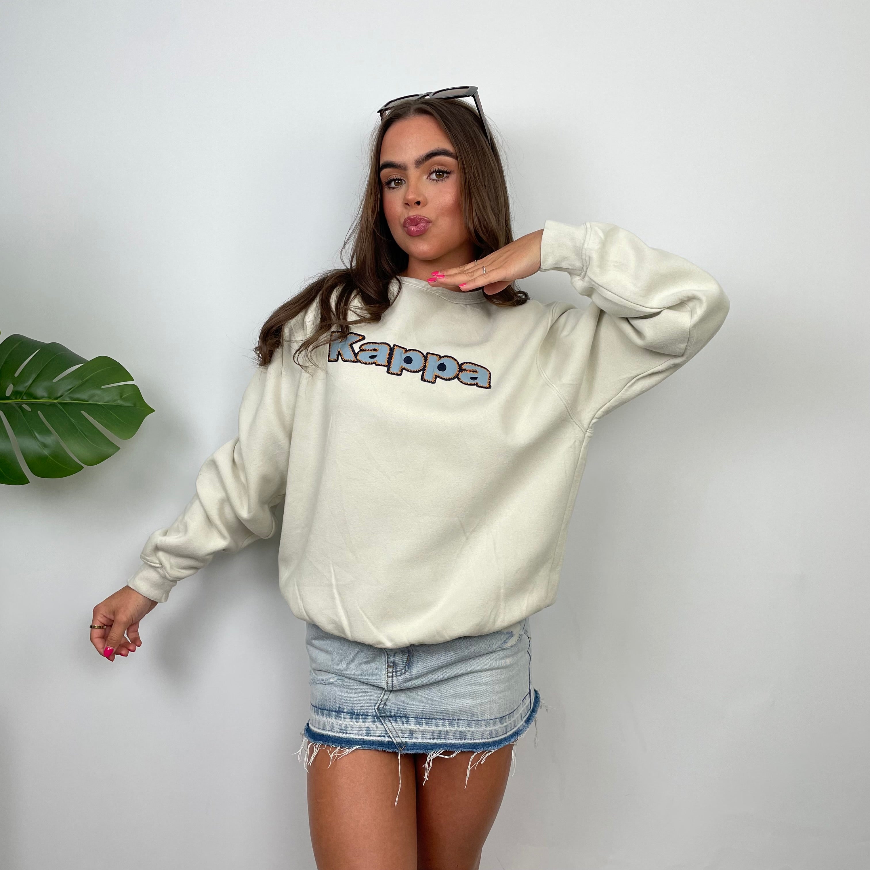 Kappa Beige Embroidered Spell Out Sweatshirt (S)