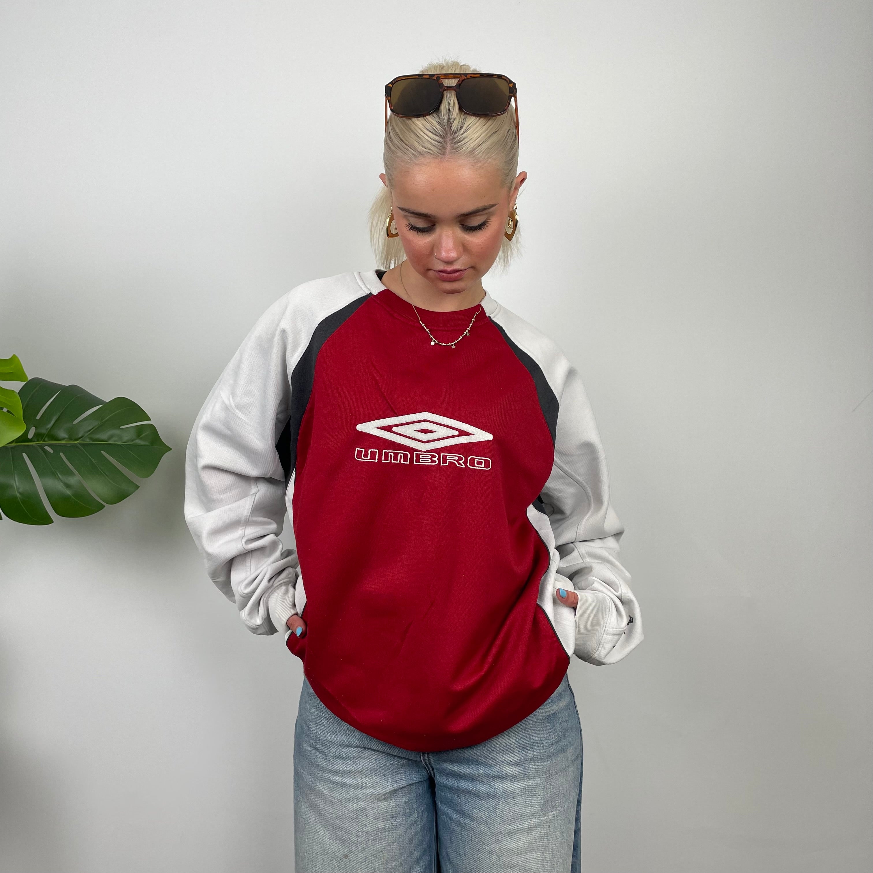 Umbro Red Embroidered Spell Out Sweatshirt (L)