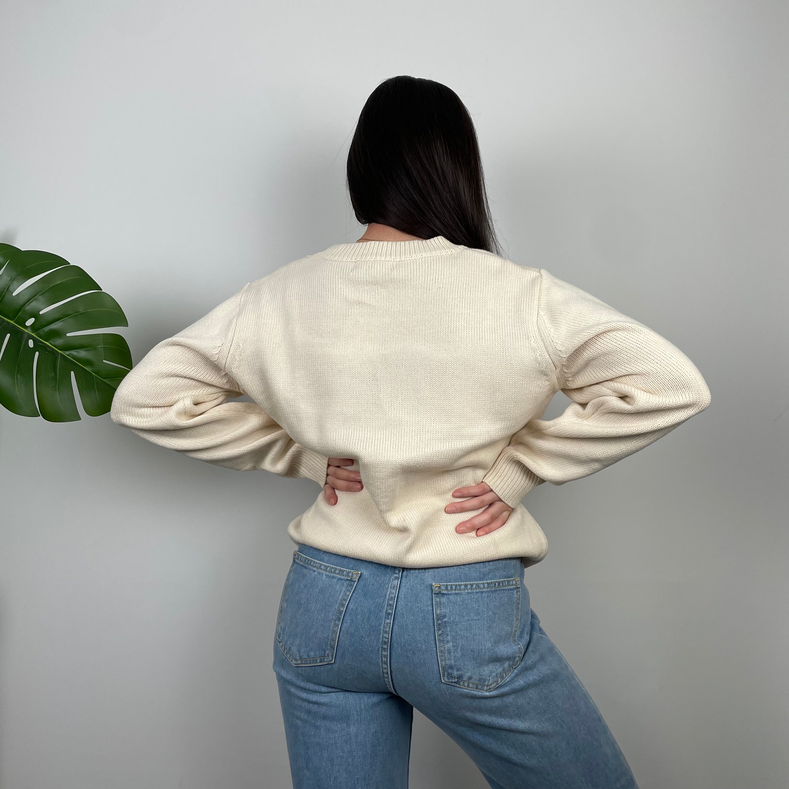 Polo Ralph Lauren Cream Embroidered Spell Out Knitted Sweater (M)