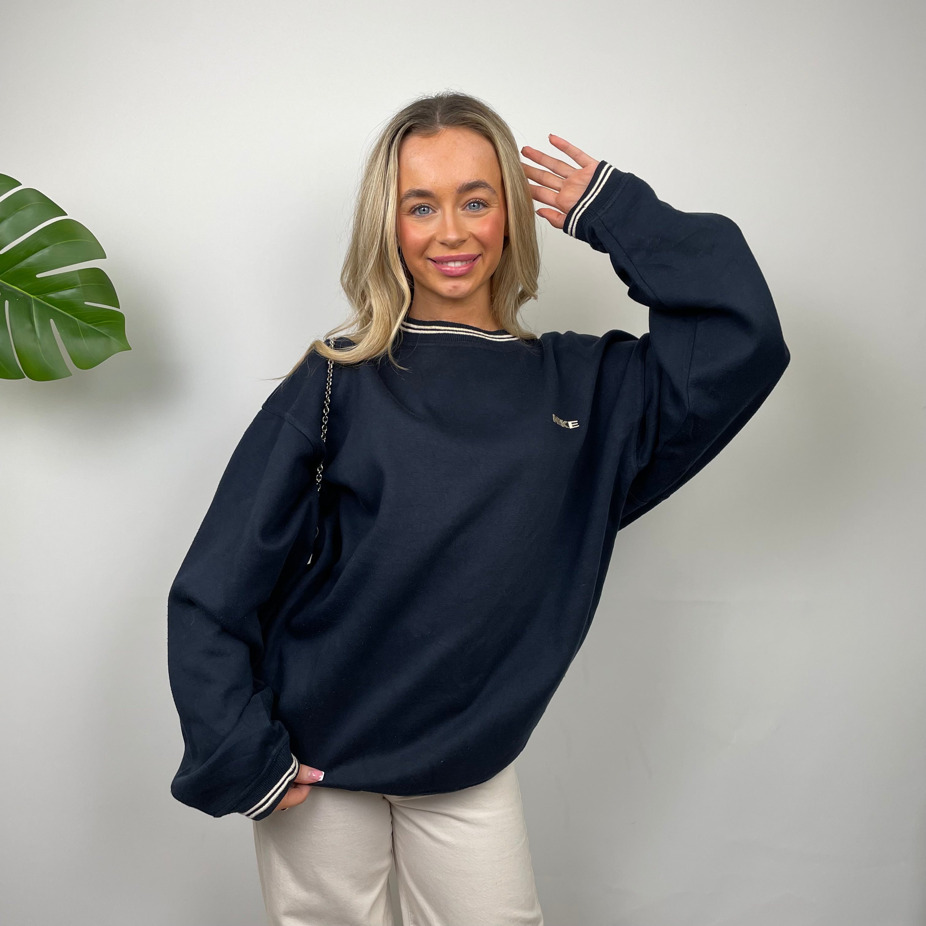 Nike Navy Embroidered Spell Out Sweatshirt (M)