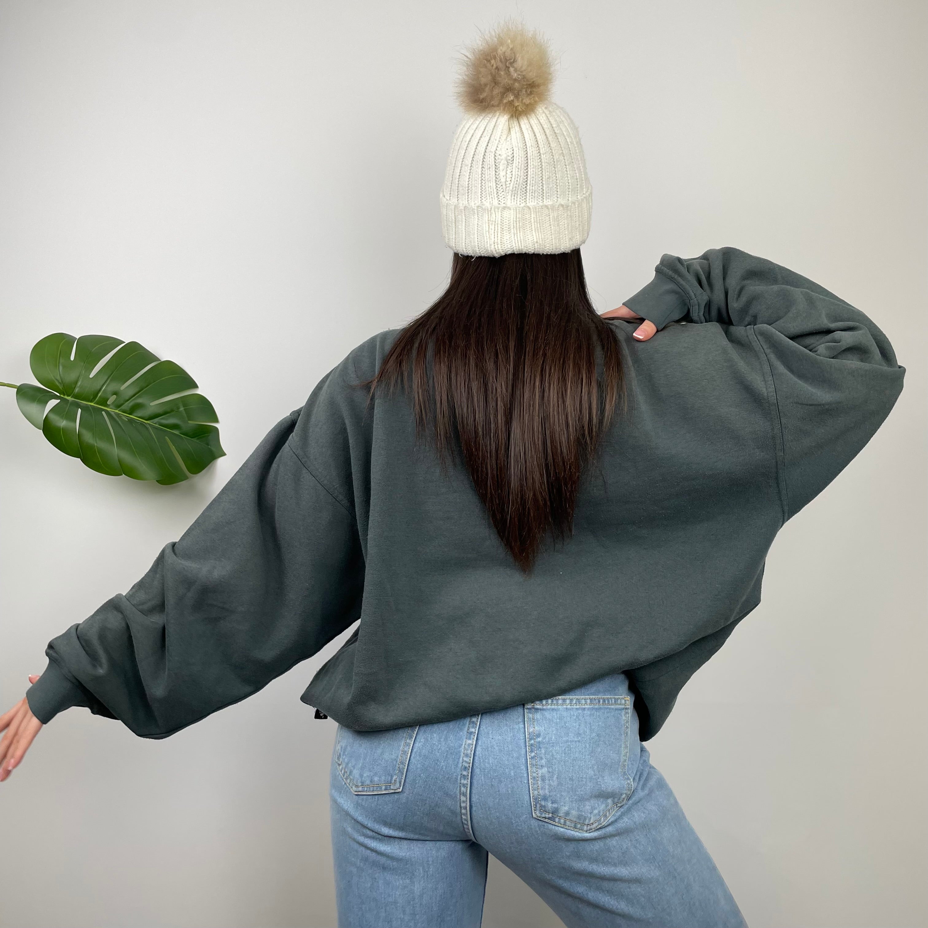 Adidas RARE Moss Green Embroidered Spell Out Sweatshirt (L)