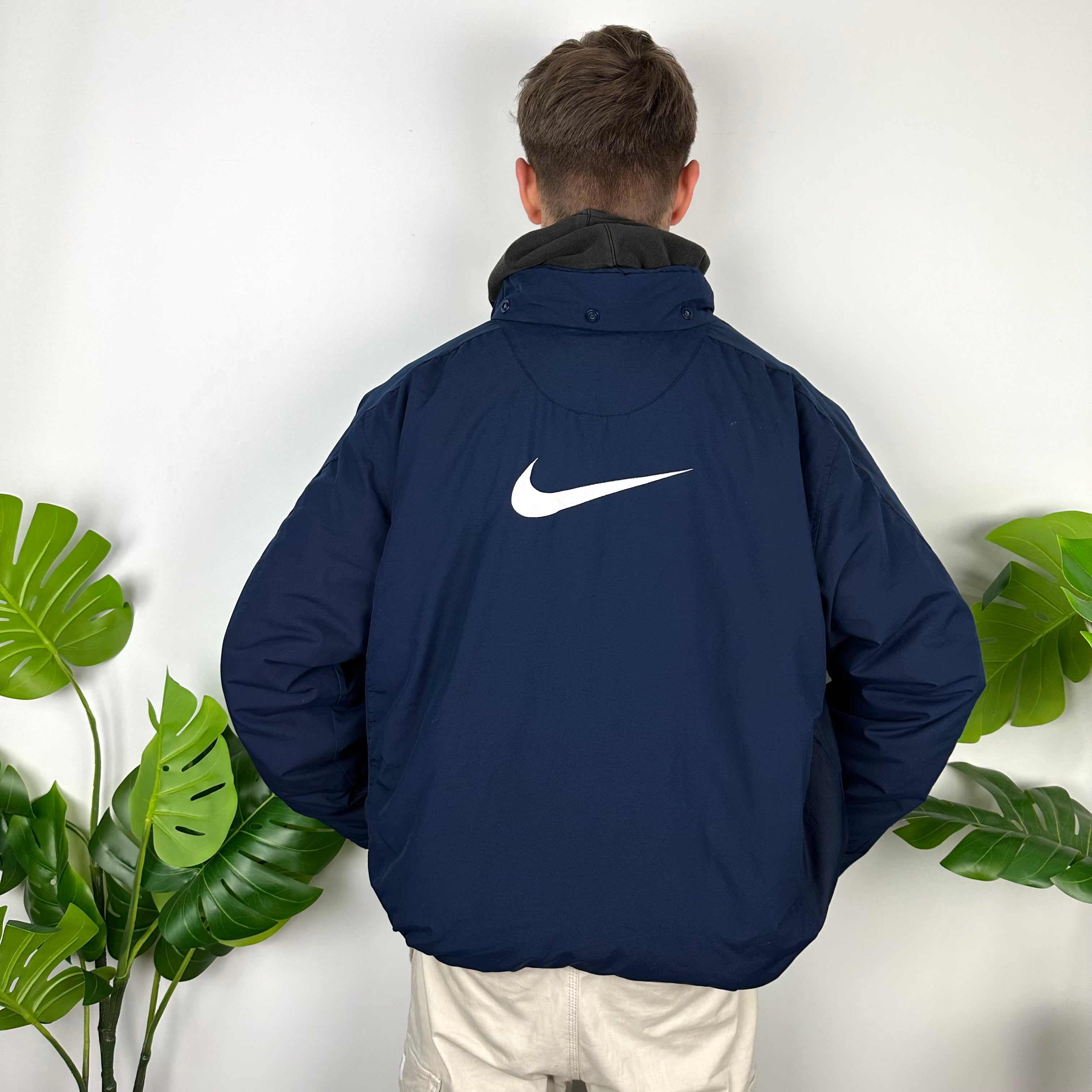 Nike Navy Embroidered Swoosh Padded Jacket (XL)