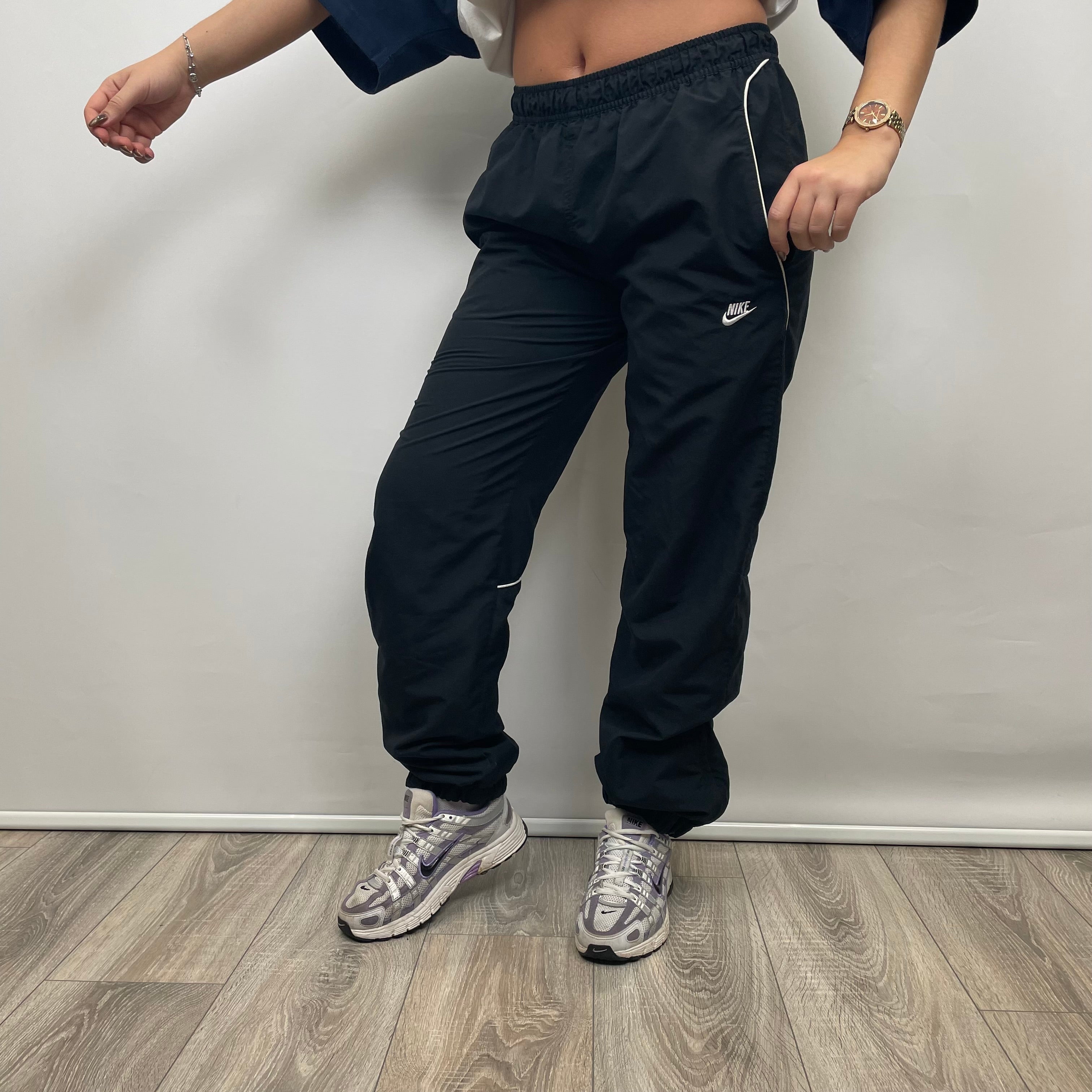 Nike Black Embroidered Spell Out Track Pants (S)