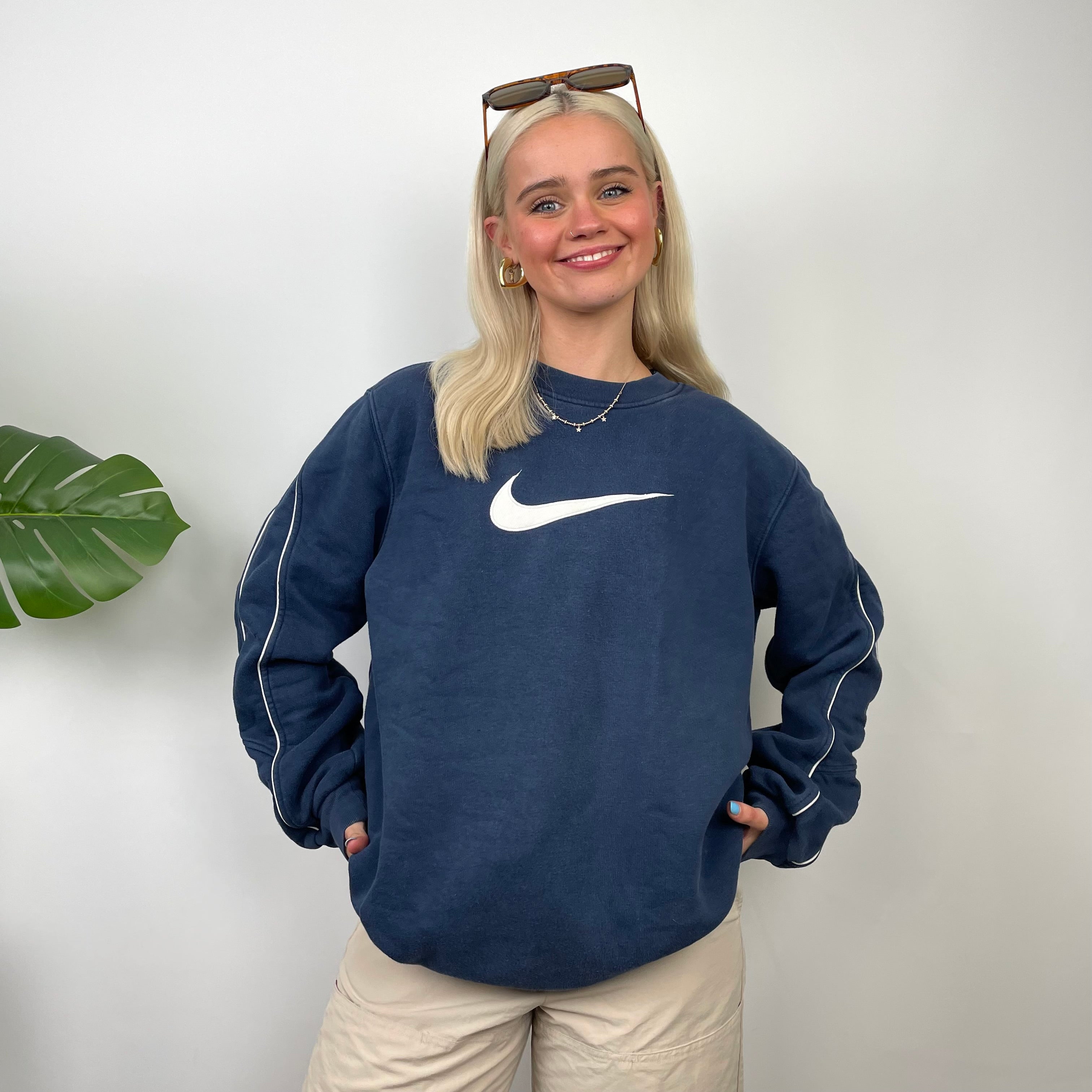 Nike Navy Embroidered Swoosh Sweatshirt (M)