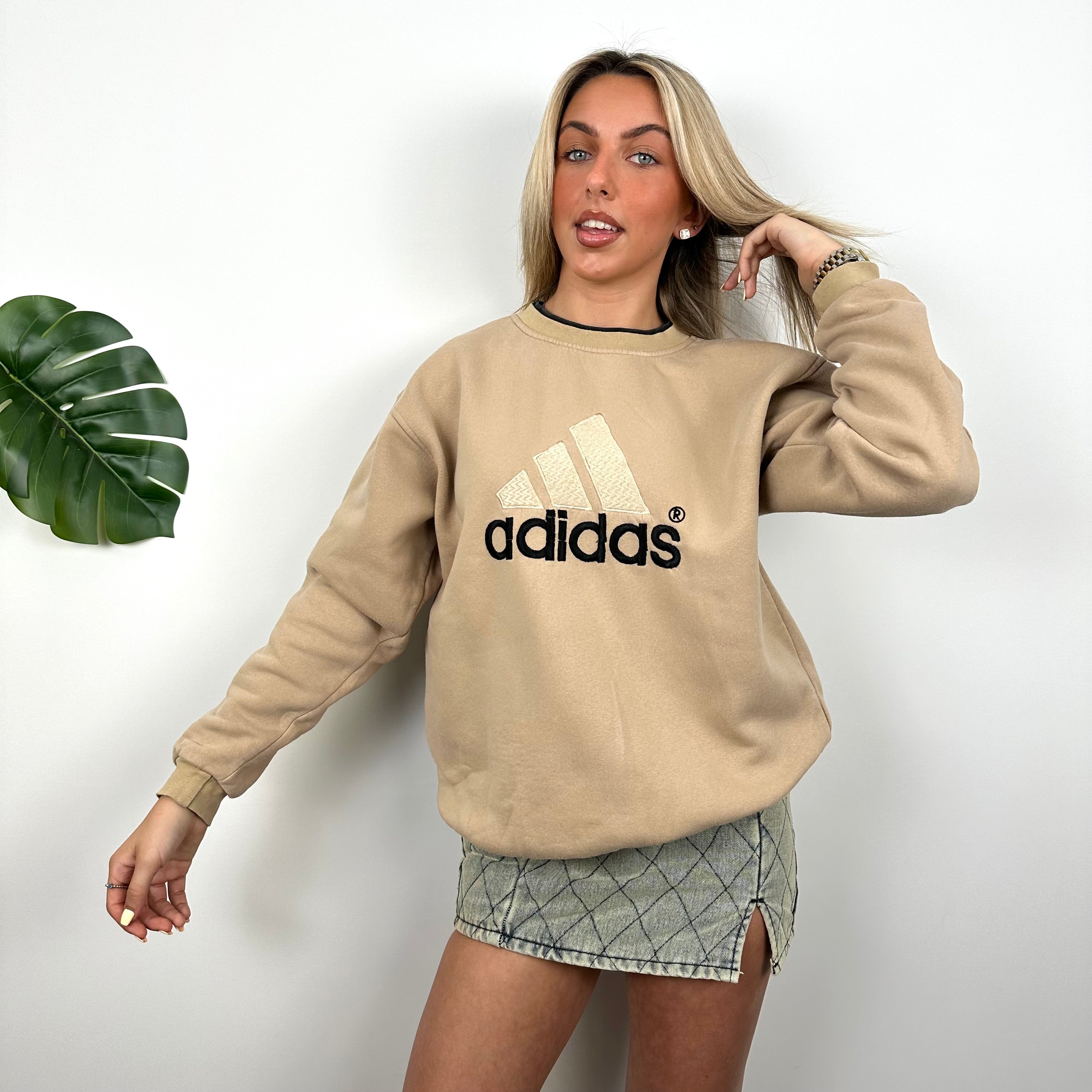 Adidas Coffee Embroidered Spell Out Sweatshirt (M)