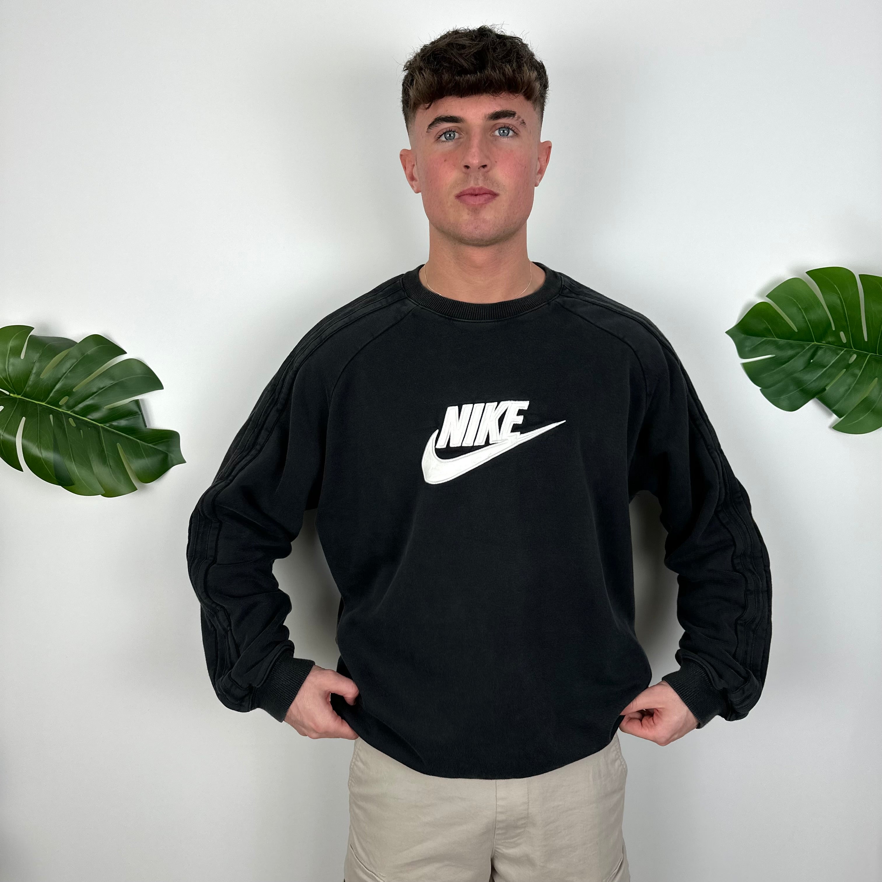 Nike Black Embroidered Spell Out Sweatshirt (XL)