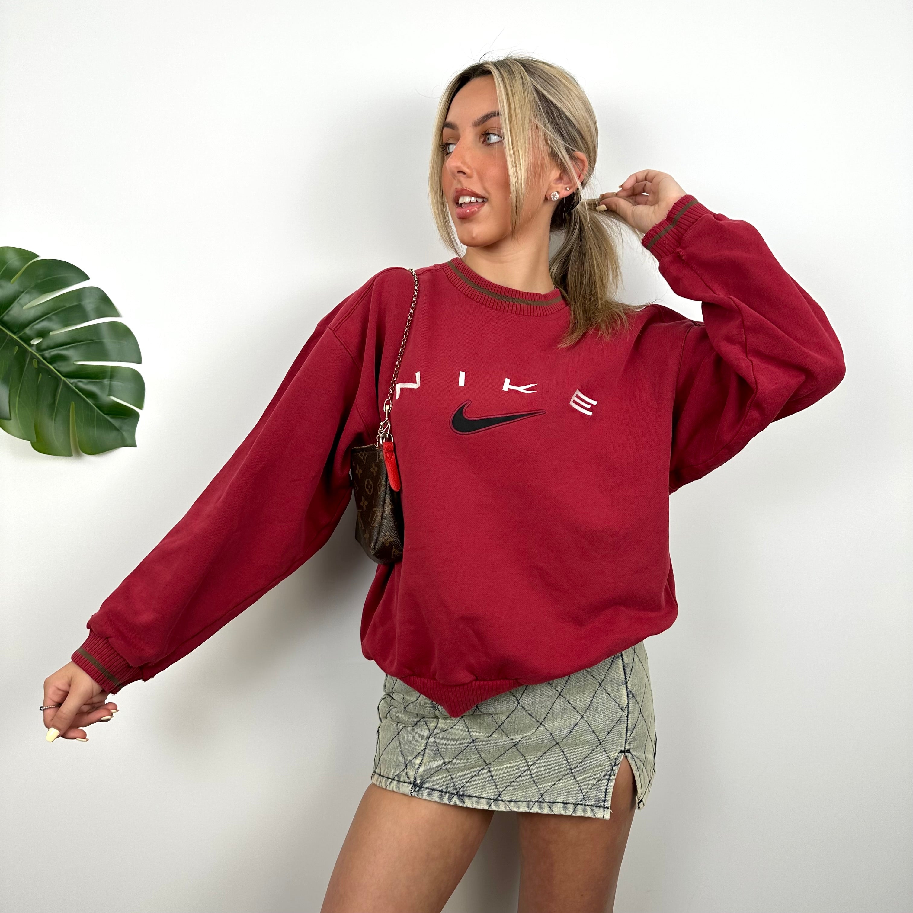 Nike Red Embroidered Spell Out Sweatshirt (M)