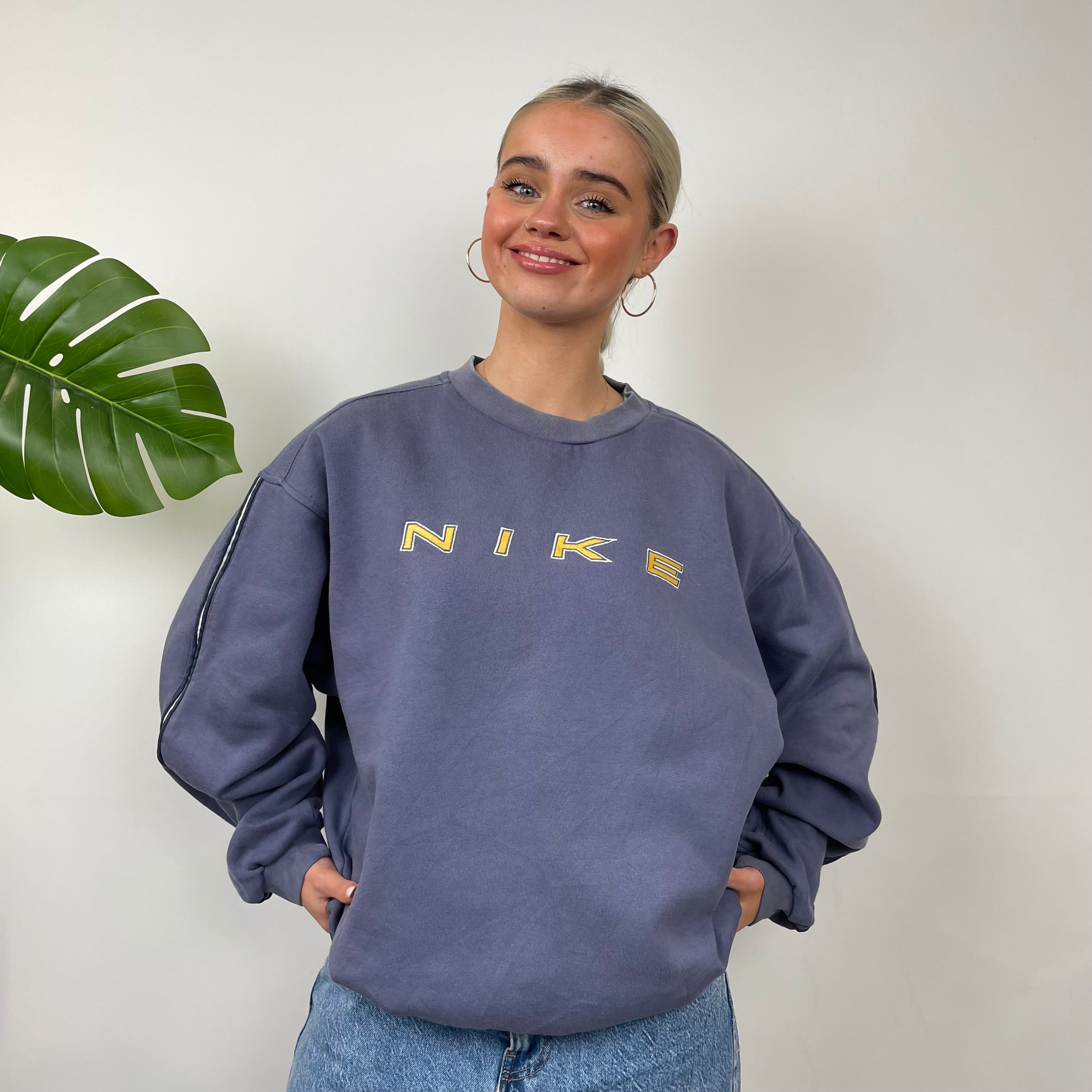 Nike Navy Embroidered Spell Out Sweatshirt (L)