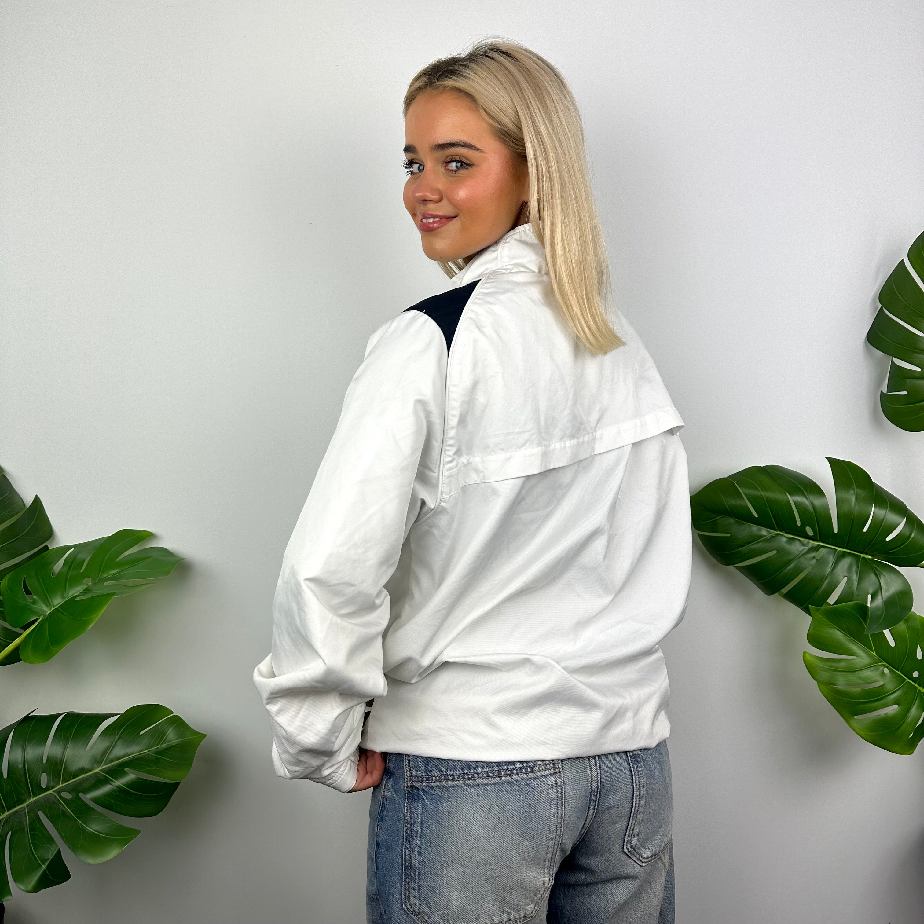 Nike White Embroidered Swoosh Windbreaker Jacket (M)