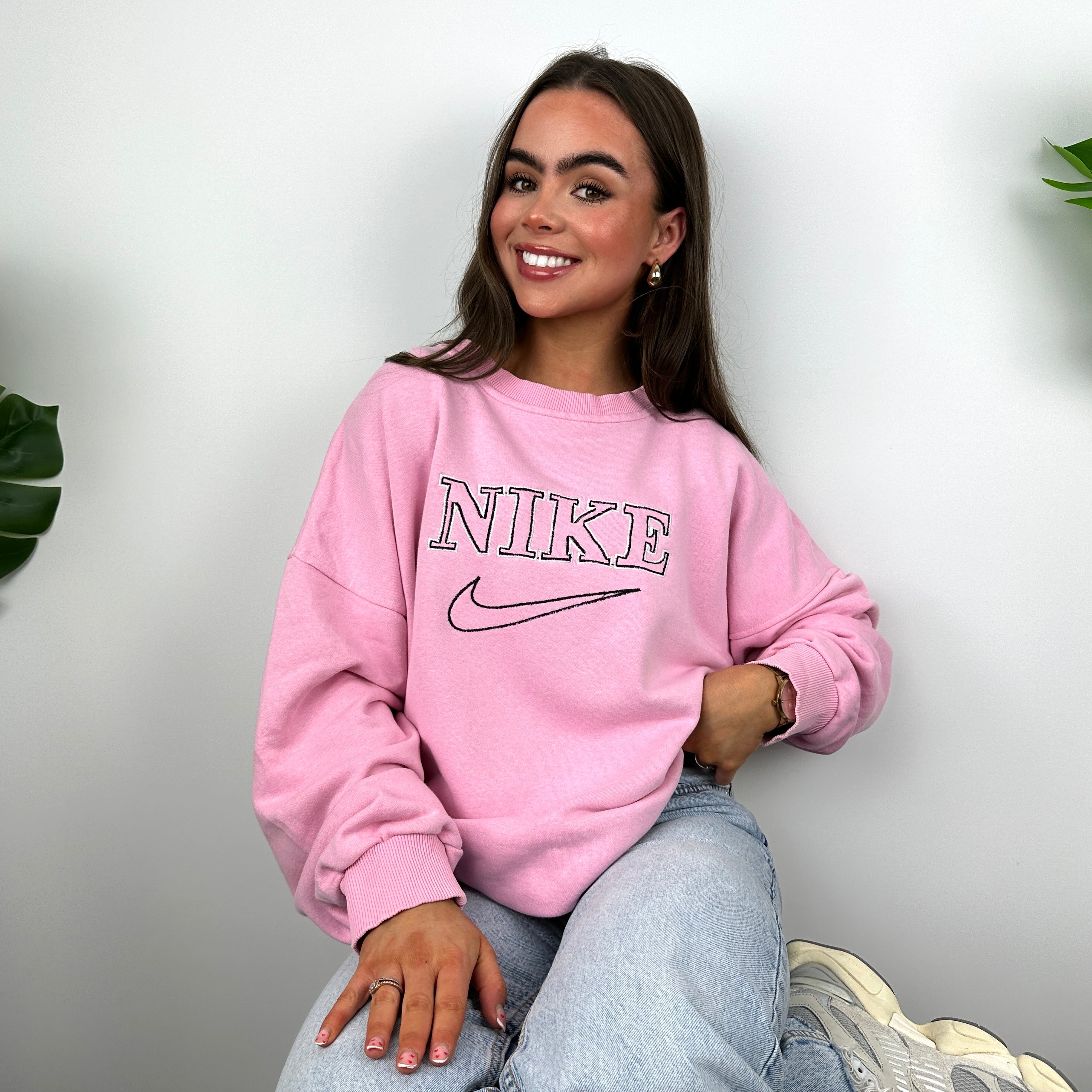 Nike Baby Pink Embroidered Spell Out Sweatshirt (L)