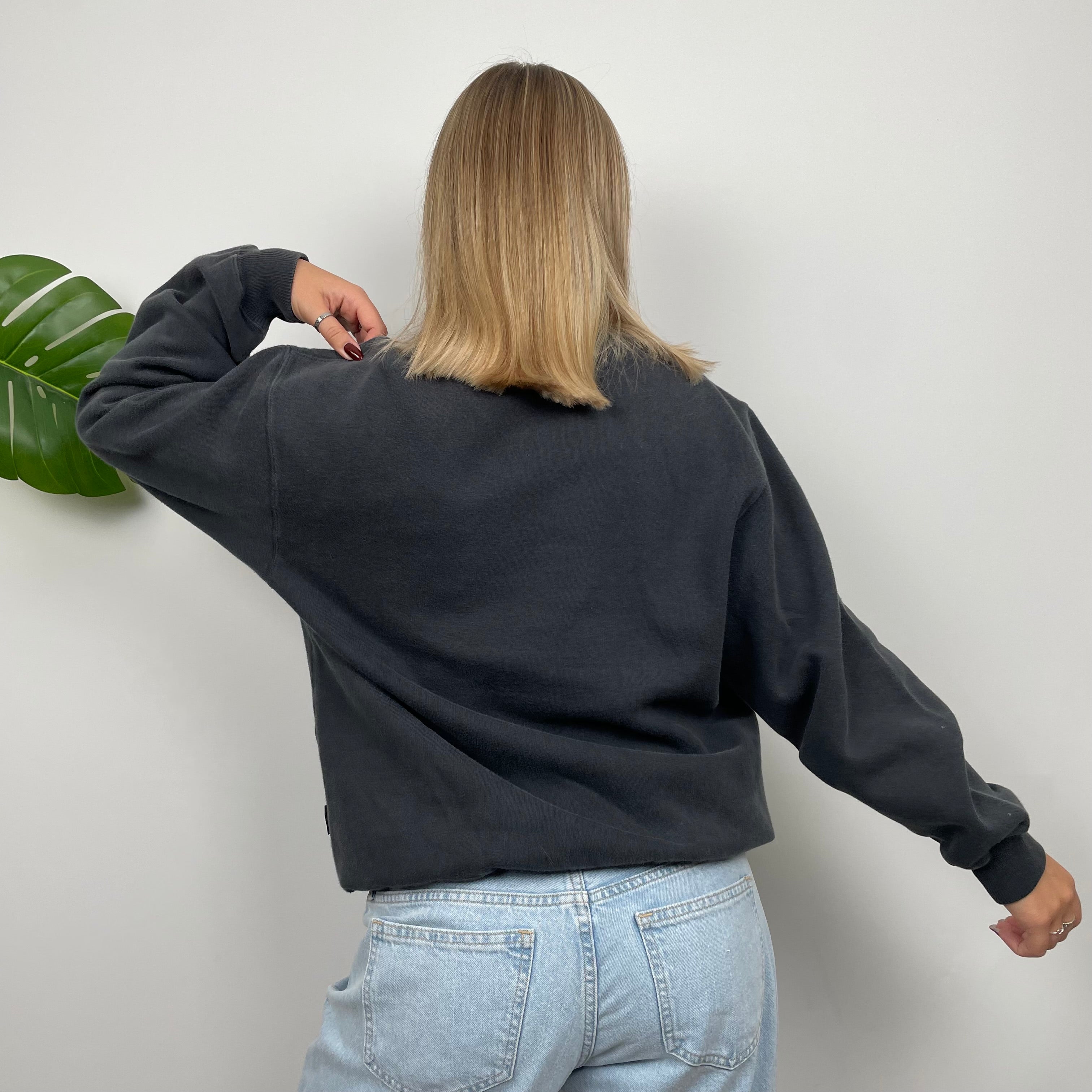 Adidas Black Embroidered Spell Out Sweatshirt (M)