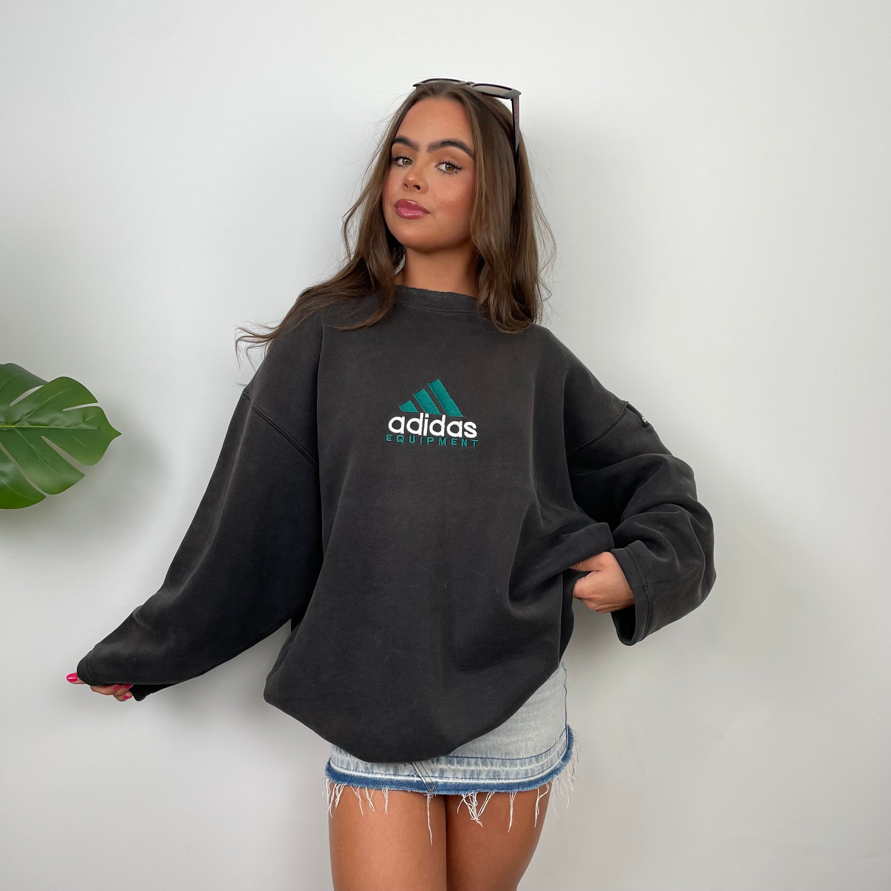 Adidas Equipment Grey Embroidered Spell Out Sweatshirt (M)