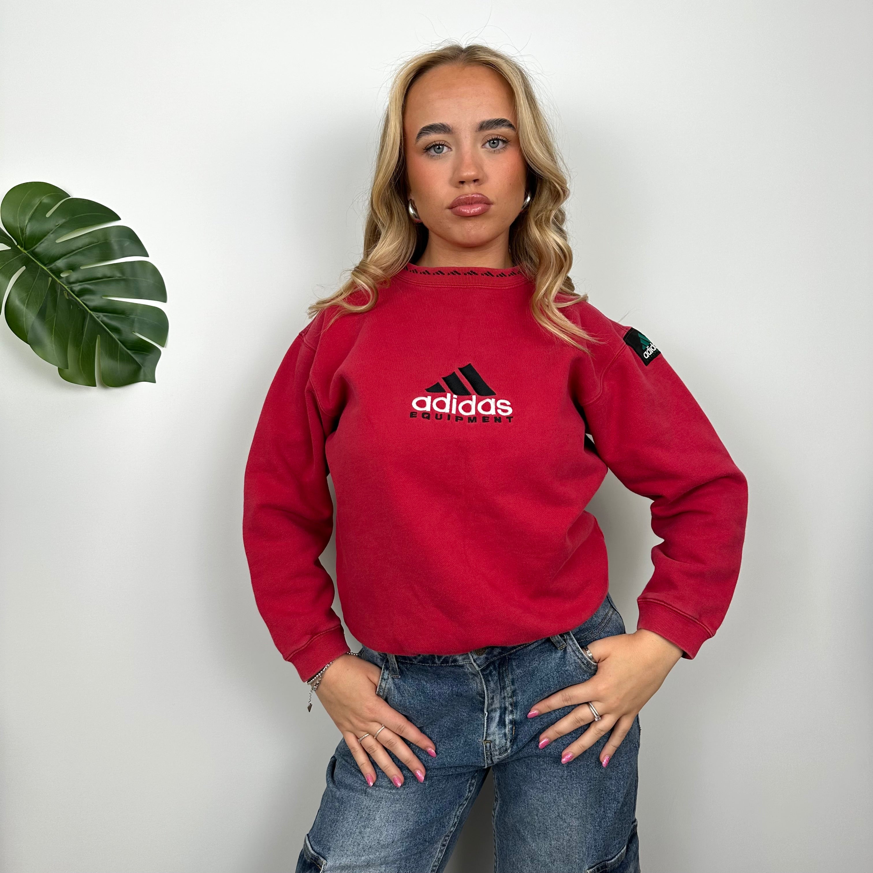 Adidas Equipment Red Embroidered Spell Out Sweatshirt (S)