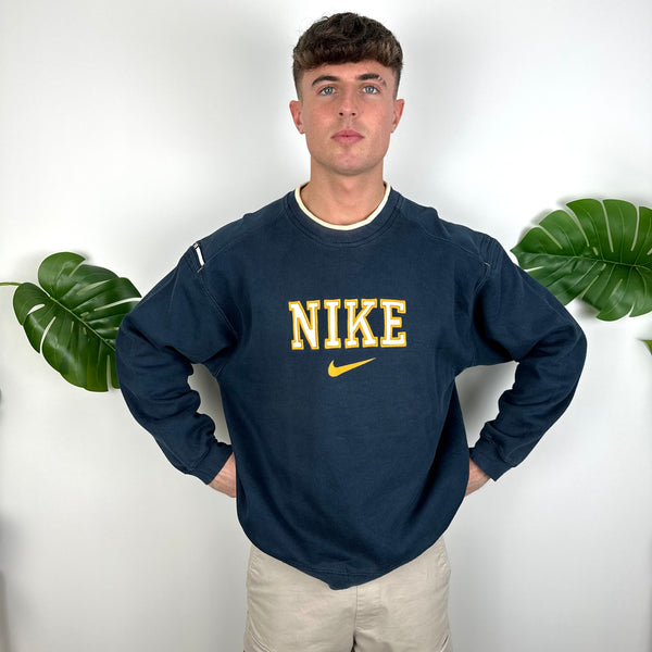 Nike Navy Embroidered Spell Out Sweatshirt (L)