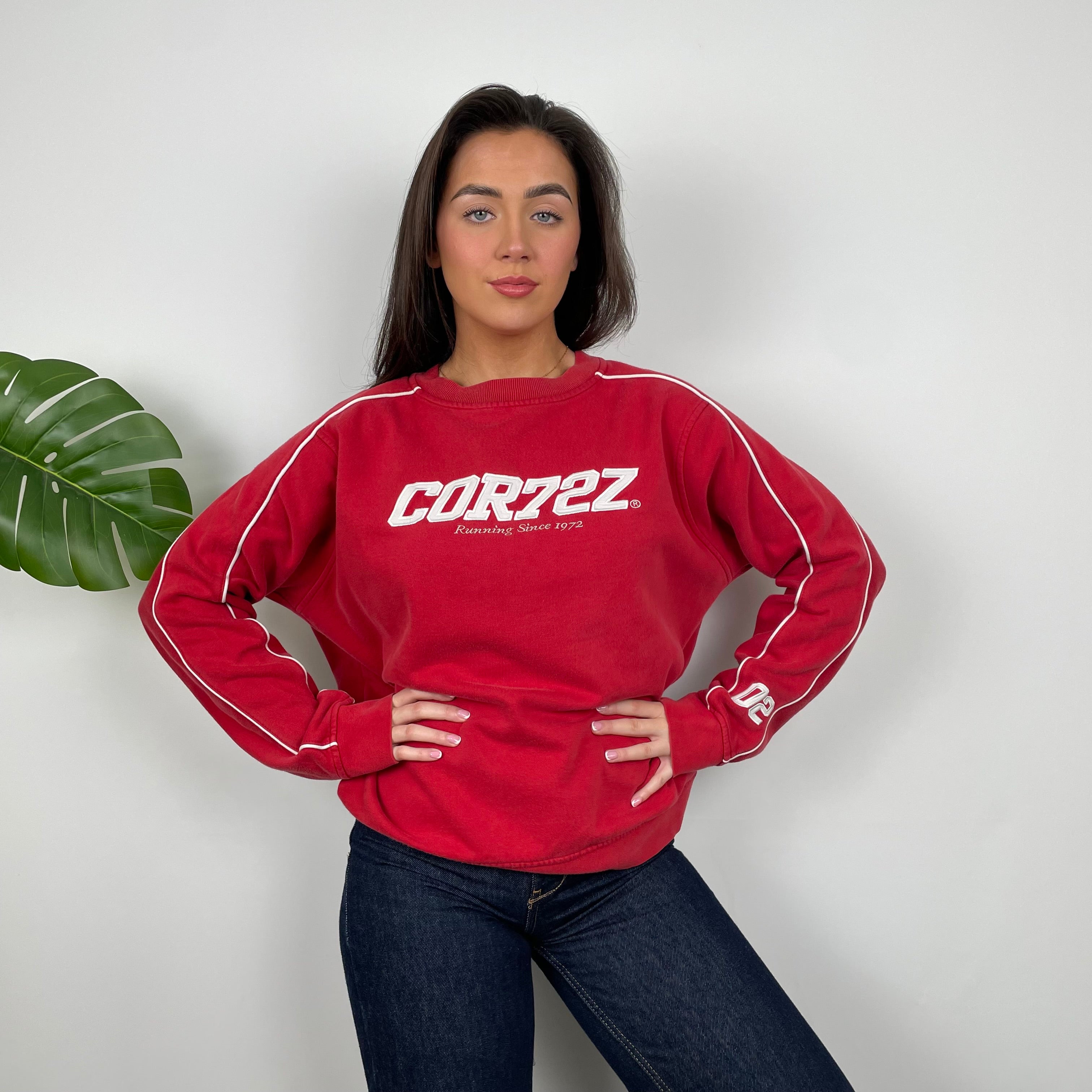 Nike Cortez RARE Red Embroidered Spell Out Sweatshirt (L)