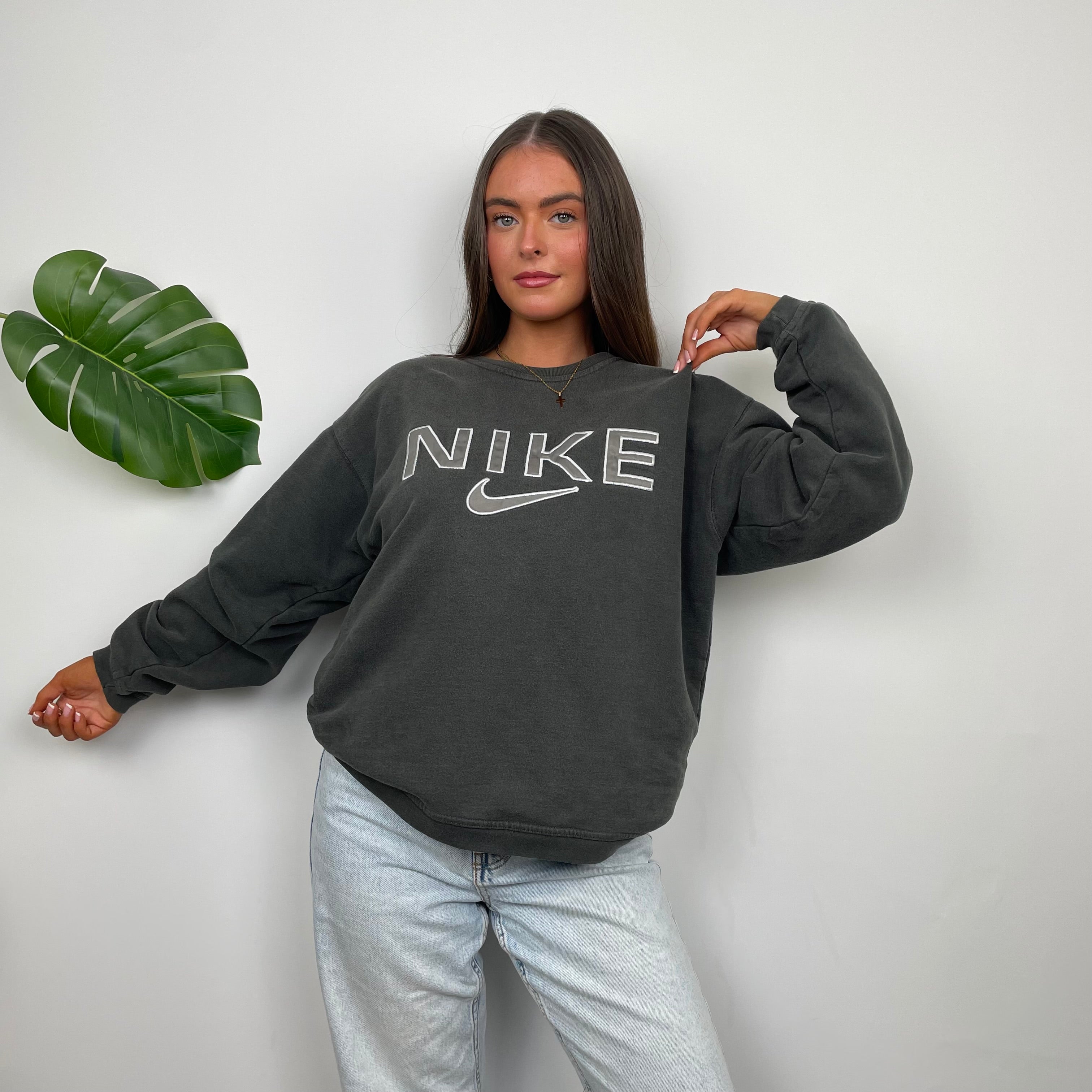 Nike Grey Embroidered Spell Out Sweatshirt (S)