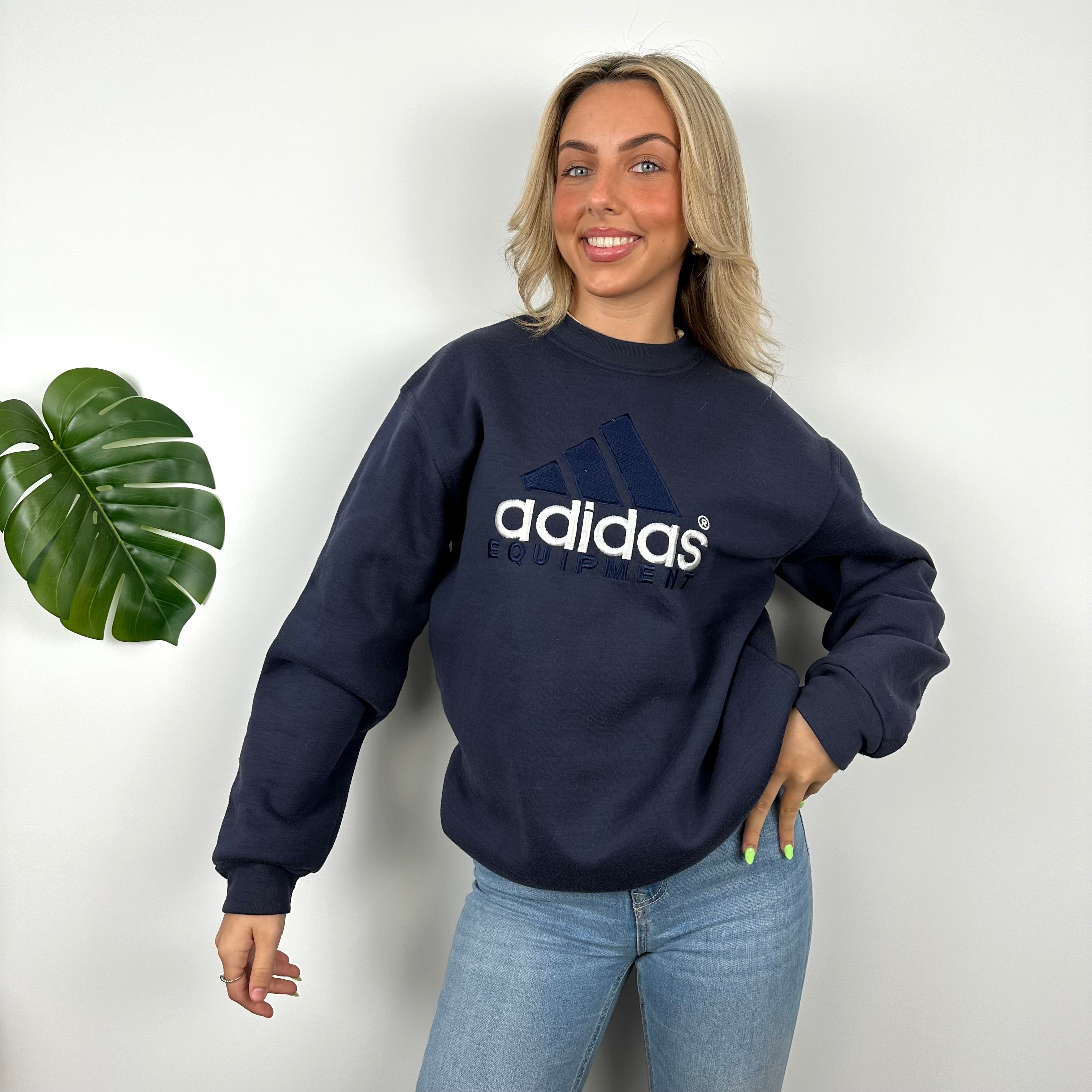 Adidas Equipment RARE Navy Embroidered Spell Out Sweatshirt (M)