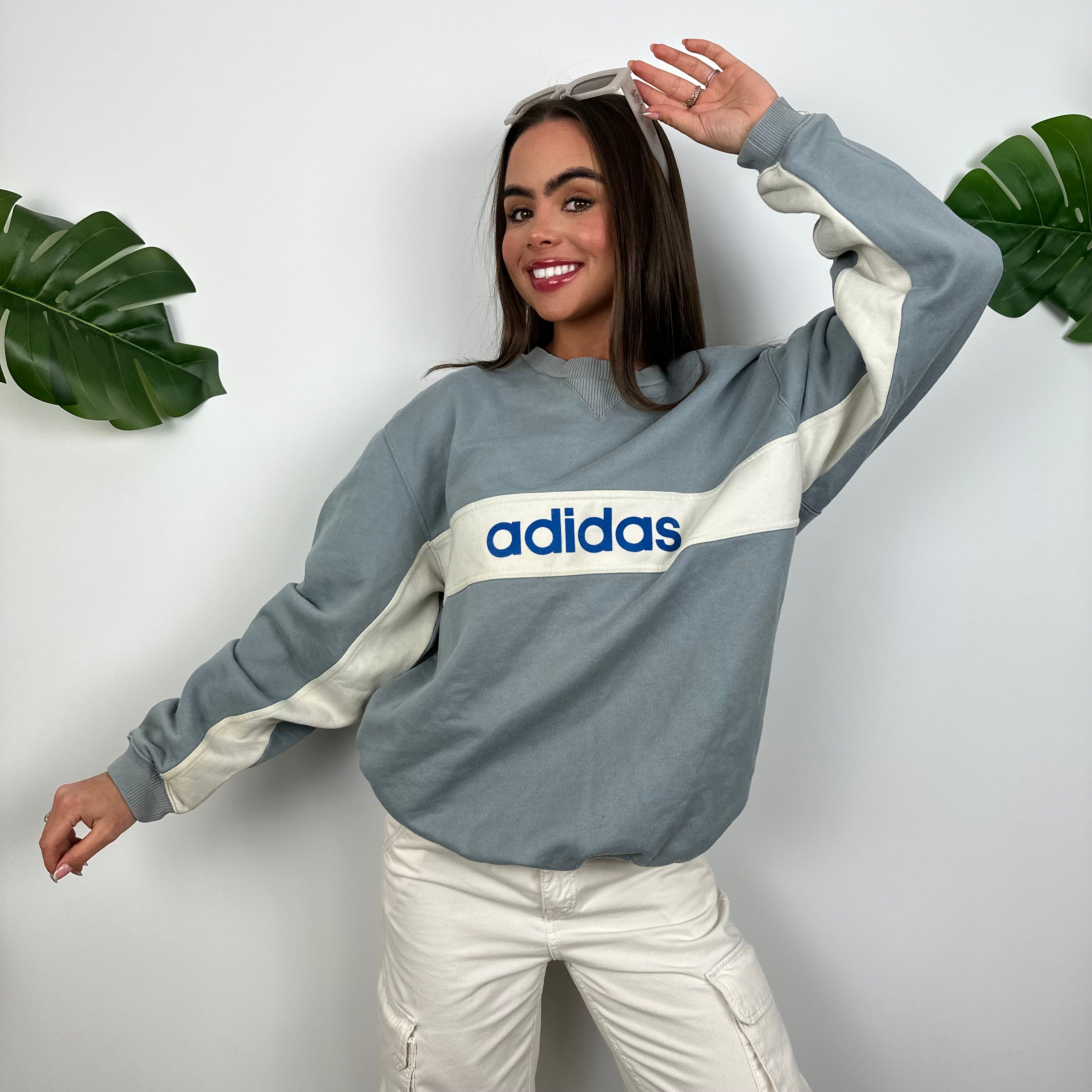 Adidas Dusty Blue Spell Out Sweatshirt (L)