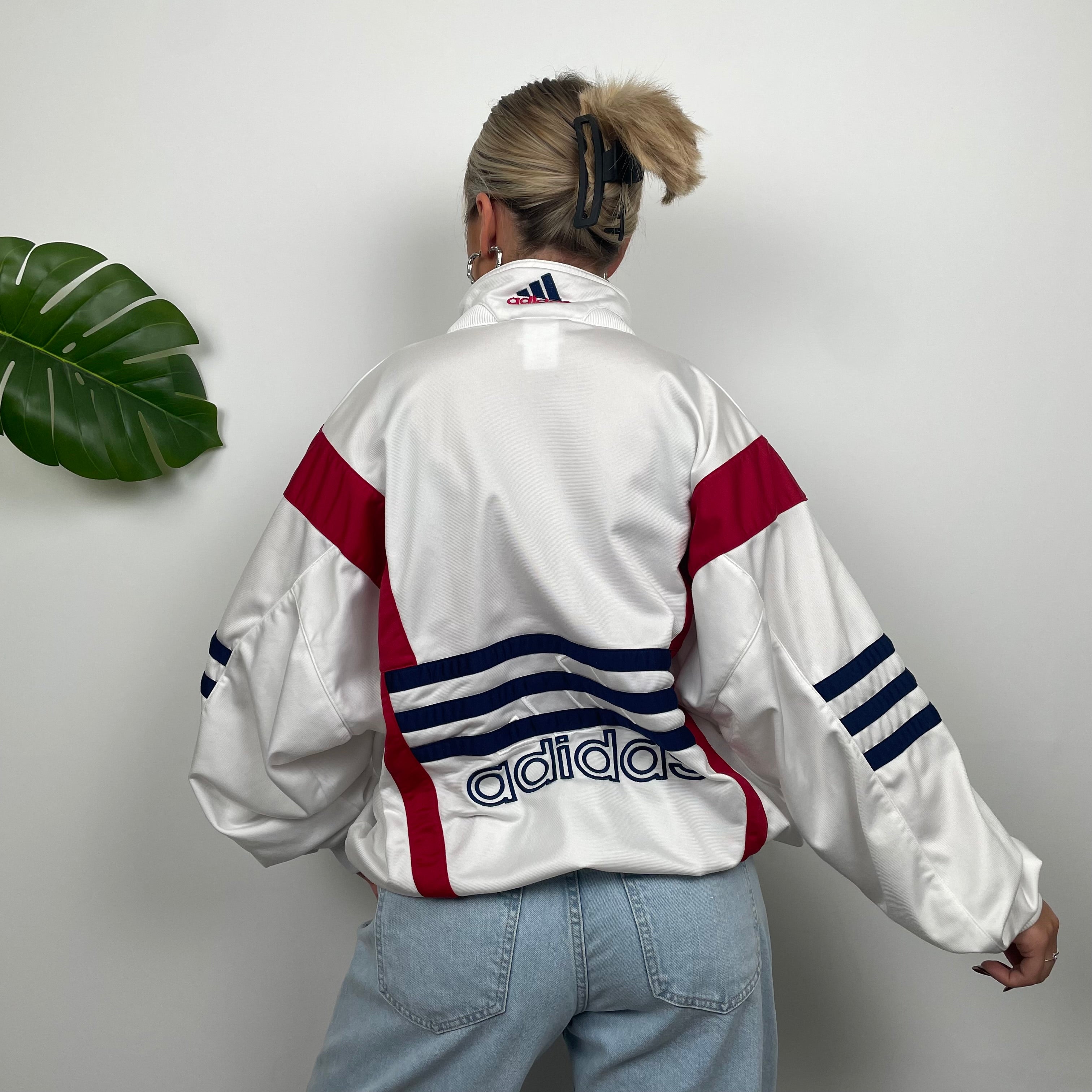 Adidas RARE Embroidered Spell Out Colour Block Zip Up Track Jacket (L)