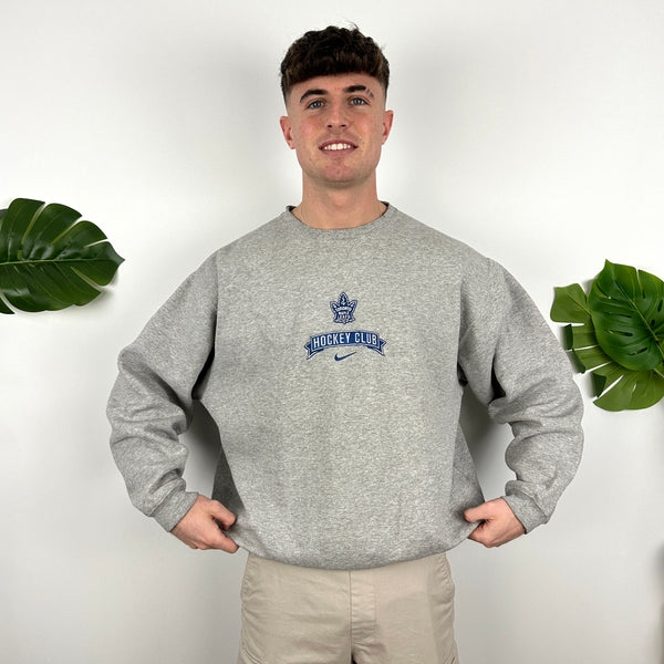 Nike X Toronto Maple Leafs Grey Embroidered Spell Out Sweatshirt (L)