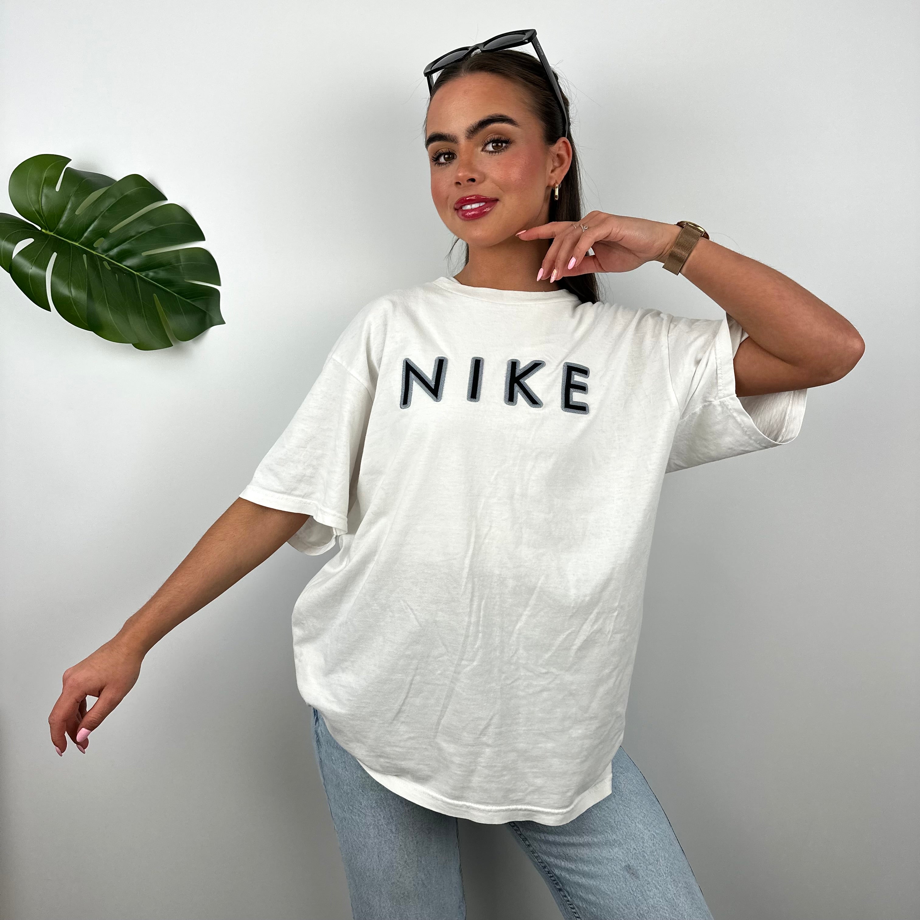 Nike White Embroidered Spell Out T Shirt (M)